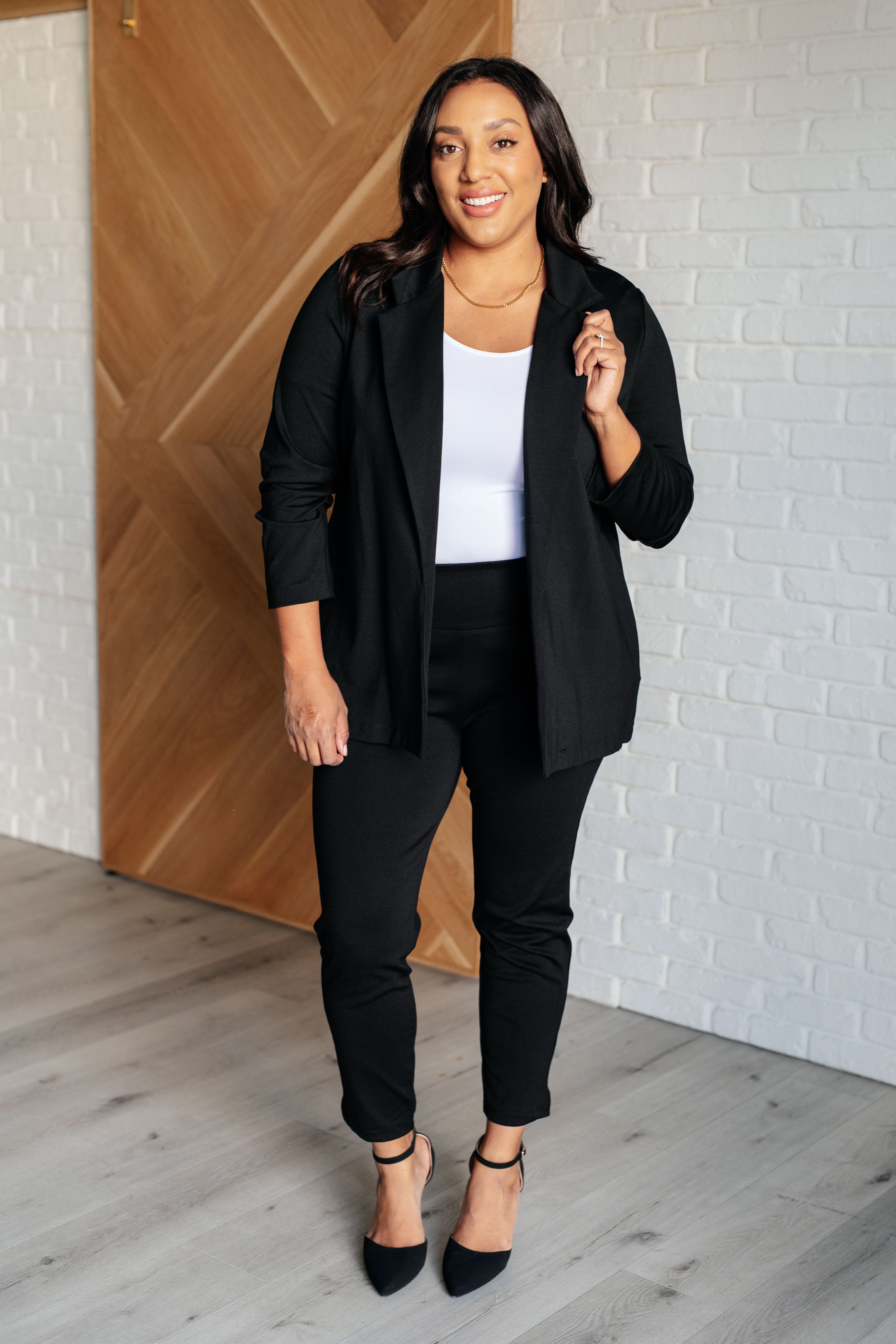 Magic 3/4 Blazer in Black - Charming Charlie