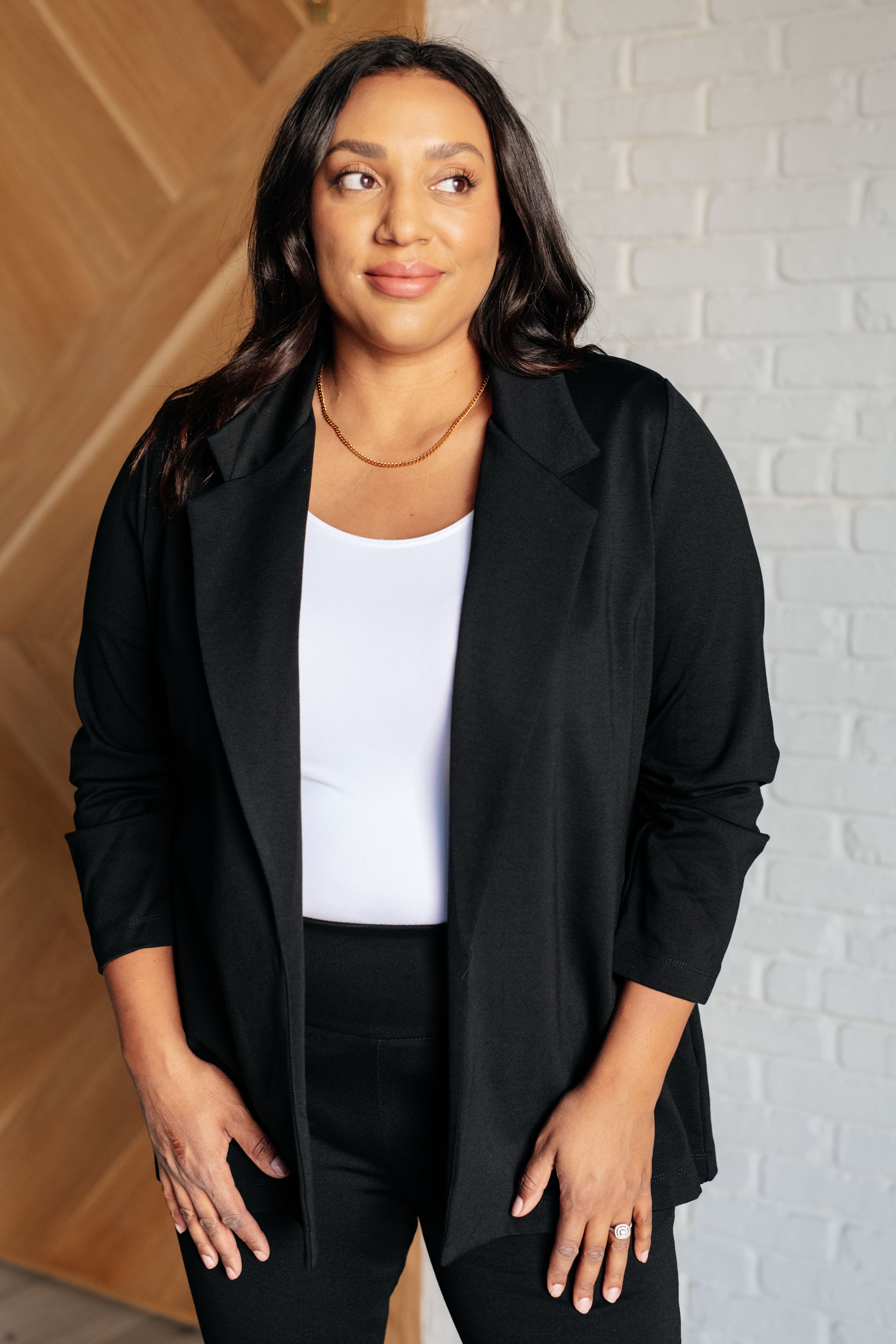 Magic 3/4 Blazer in Black - Charming Charlie