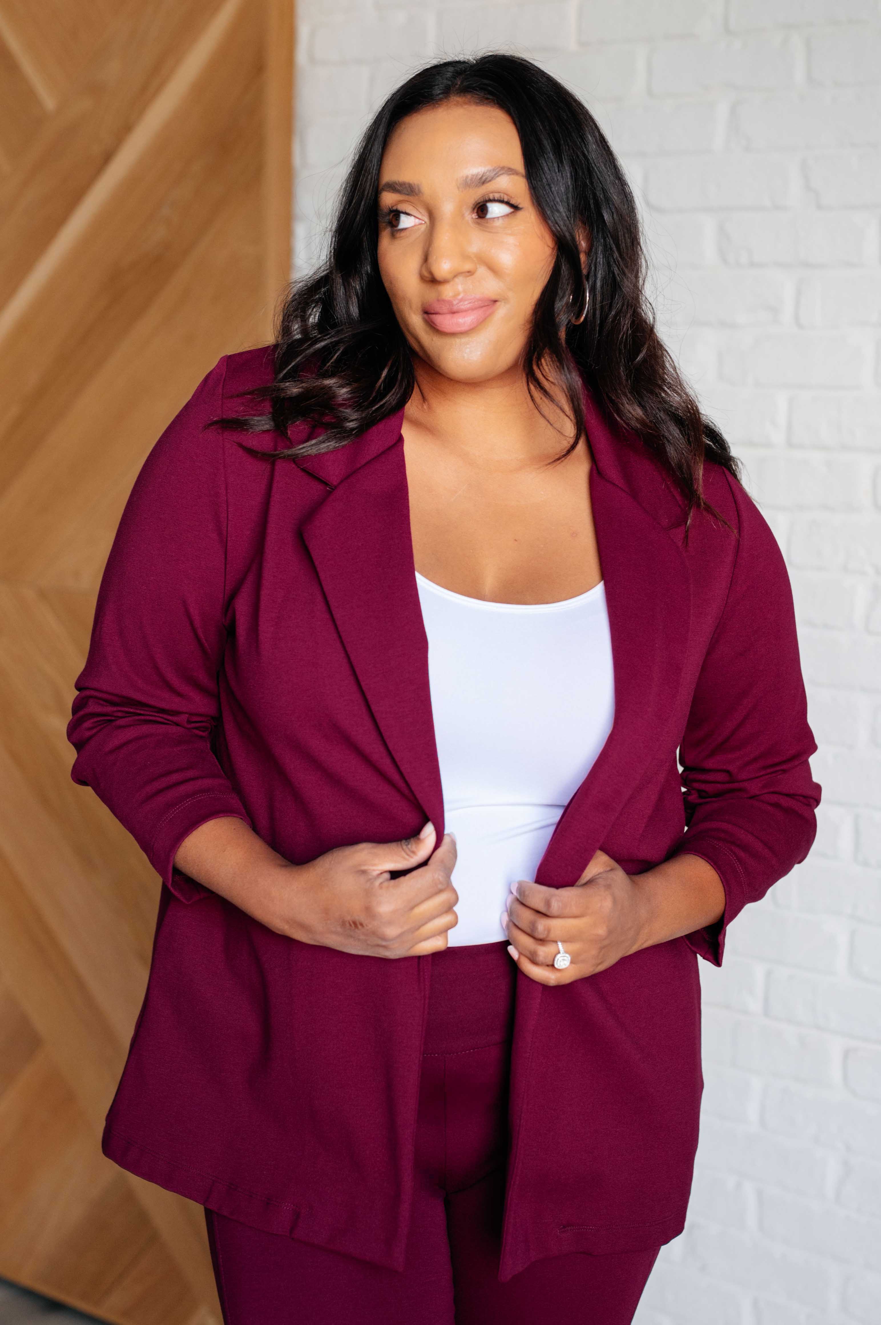 Magic 3/4 Blazer in Wine - Charming Charlie