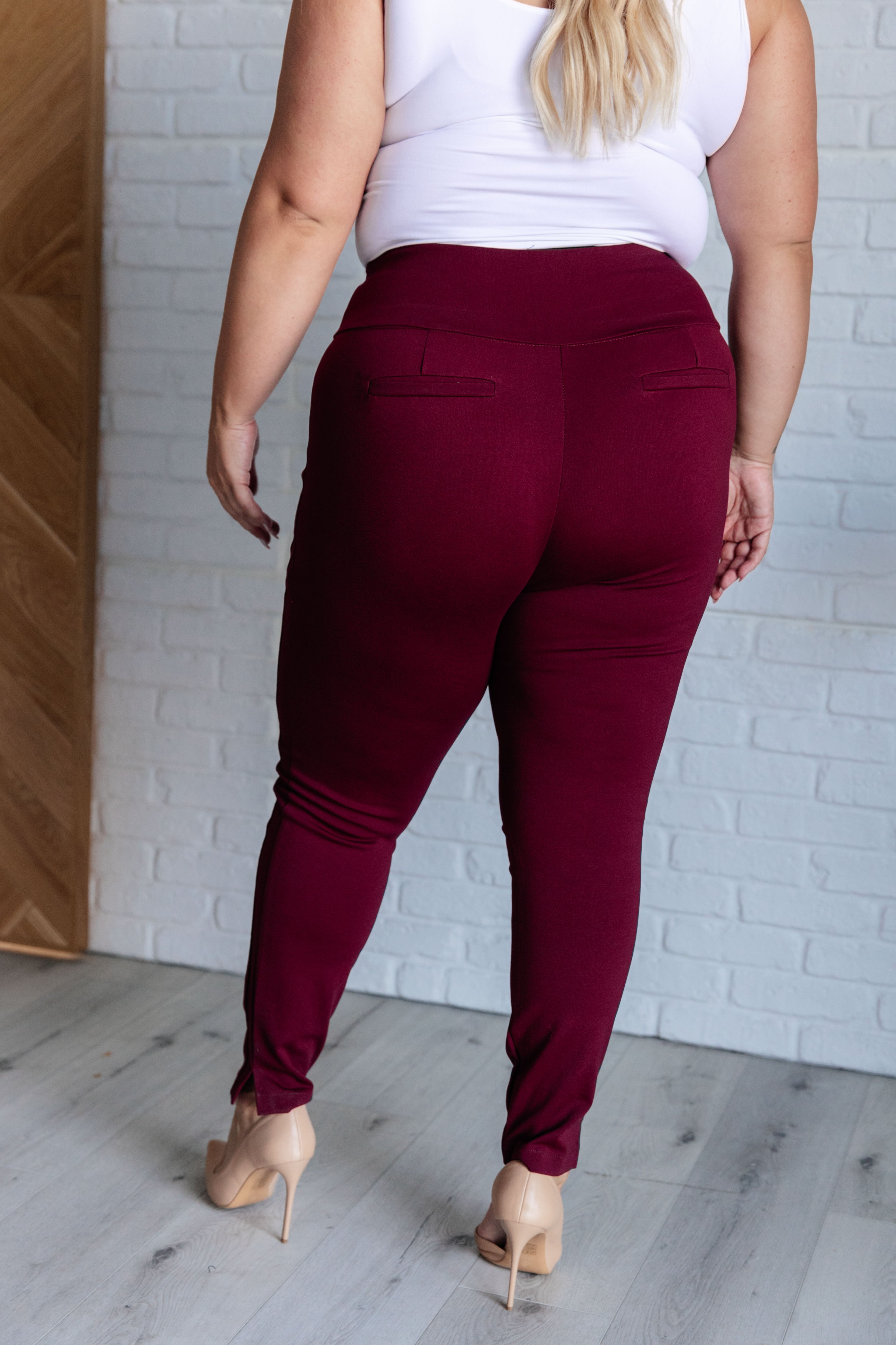 Magic Skinny 28" Pants in Wine - Charming Charlie