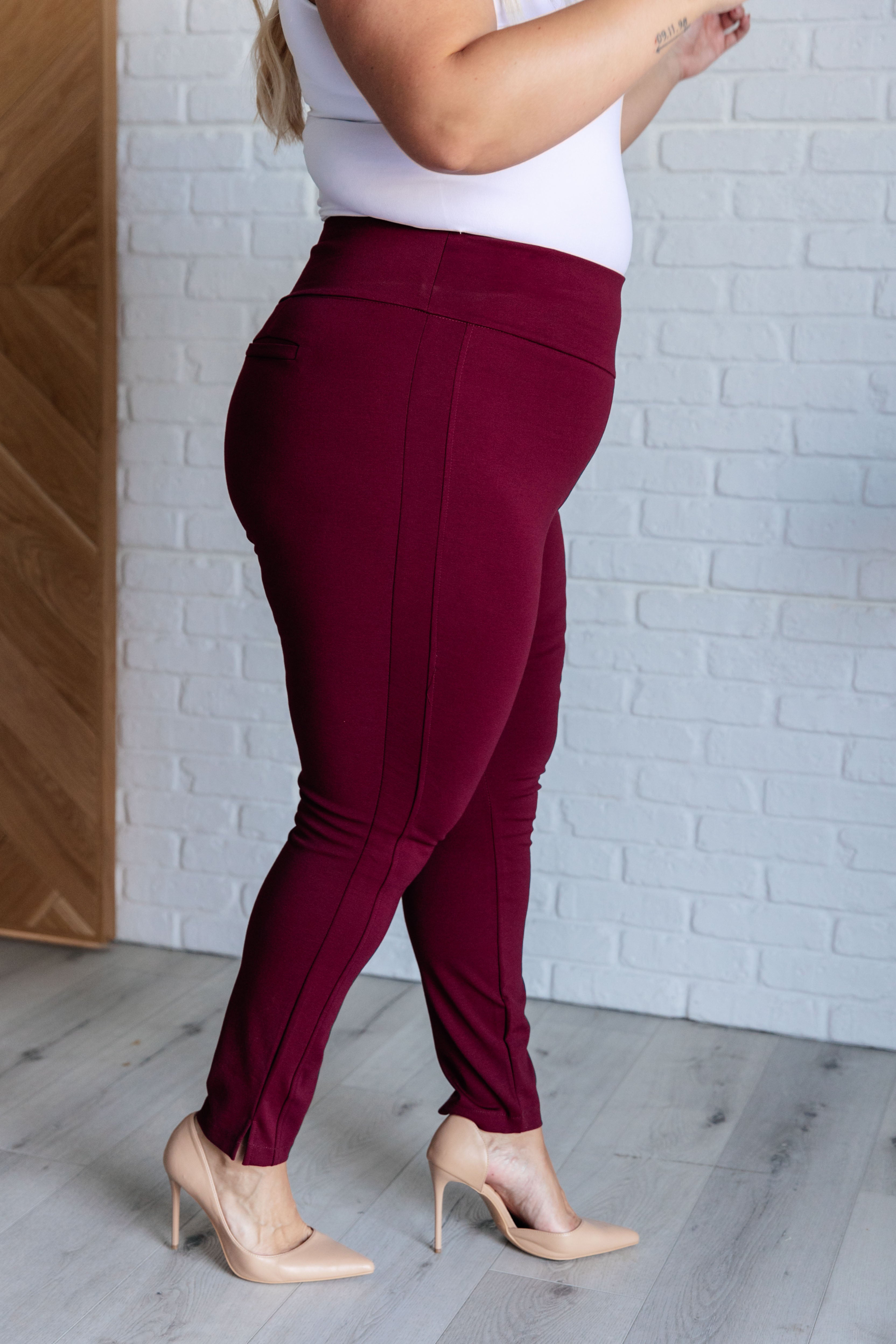 Magic Skinny 28" Pants in Wine - Charming Charlie
