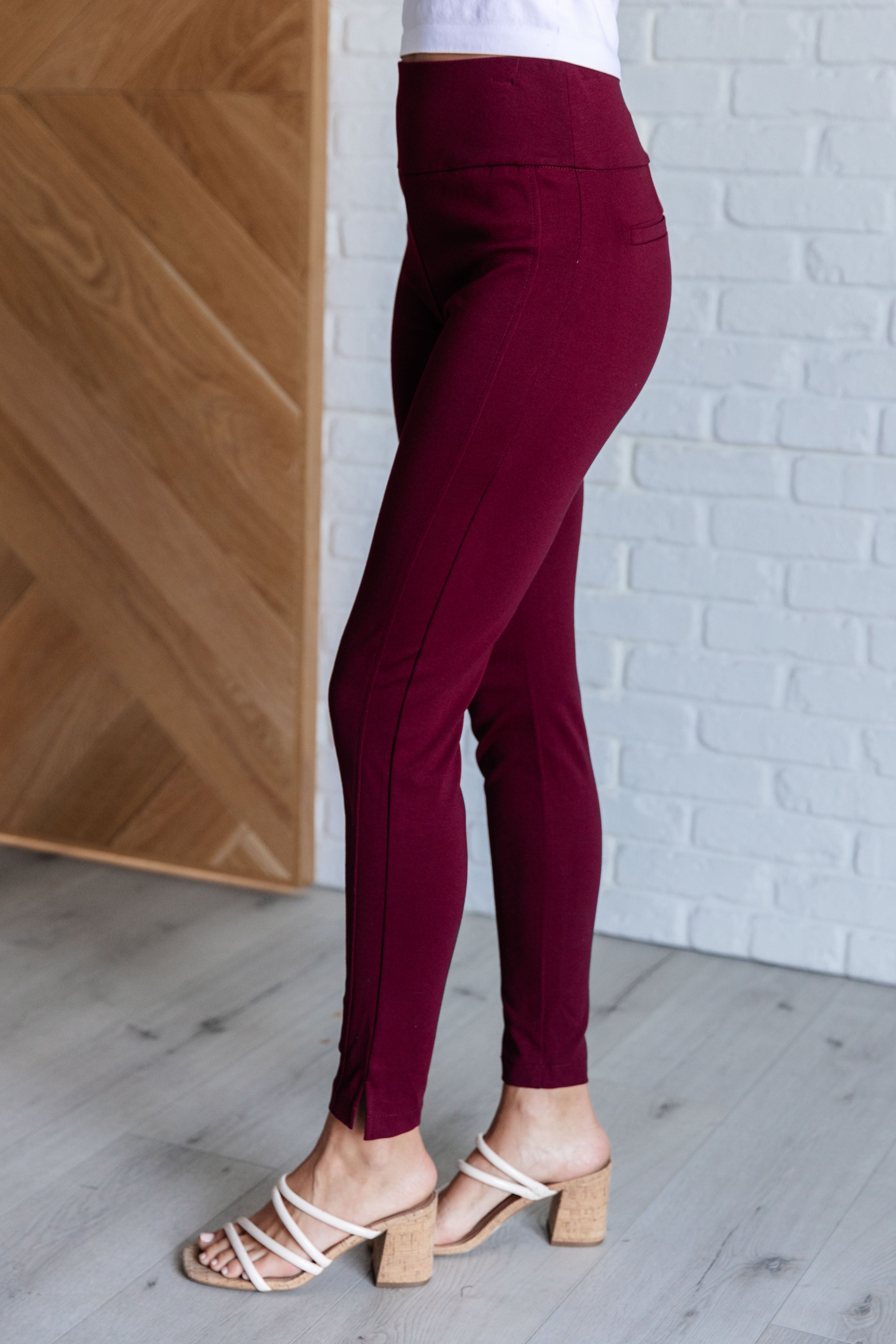 Magic Skinny 28" Pants in Wine - Charming Charlie