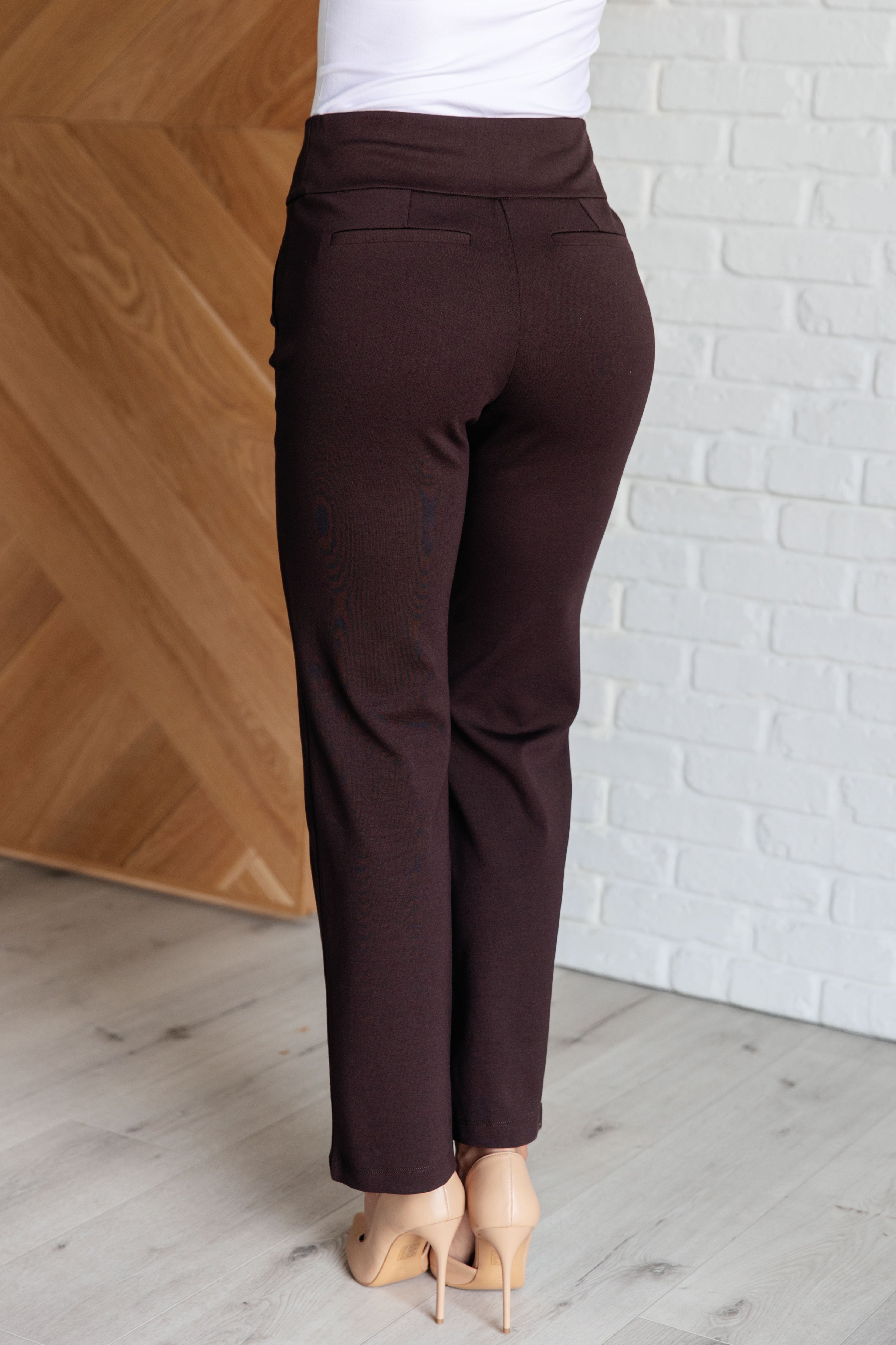 Magic Straight Pants in Chocolate - Charming Charlie