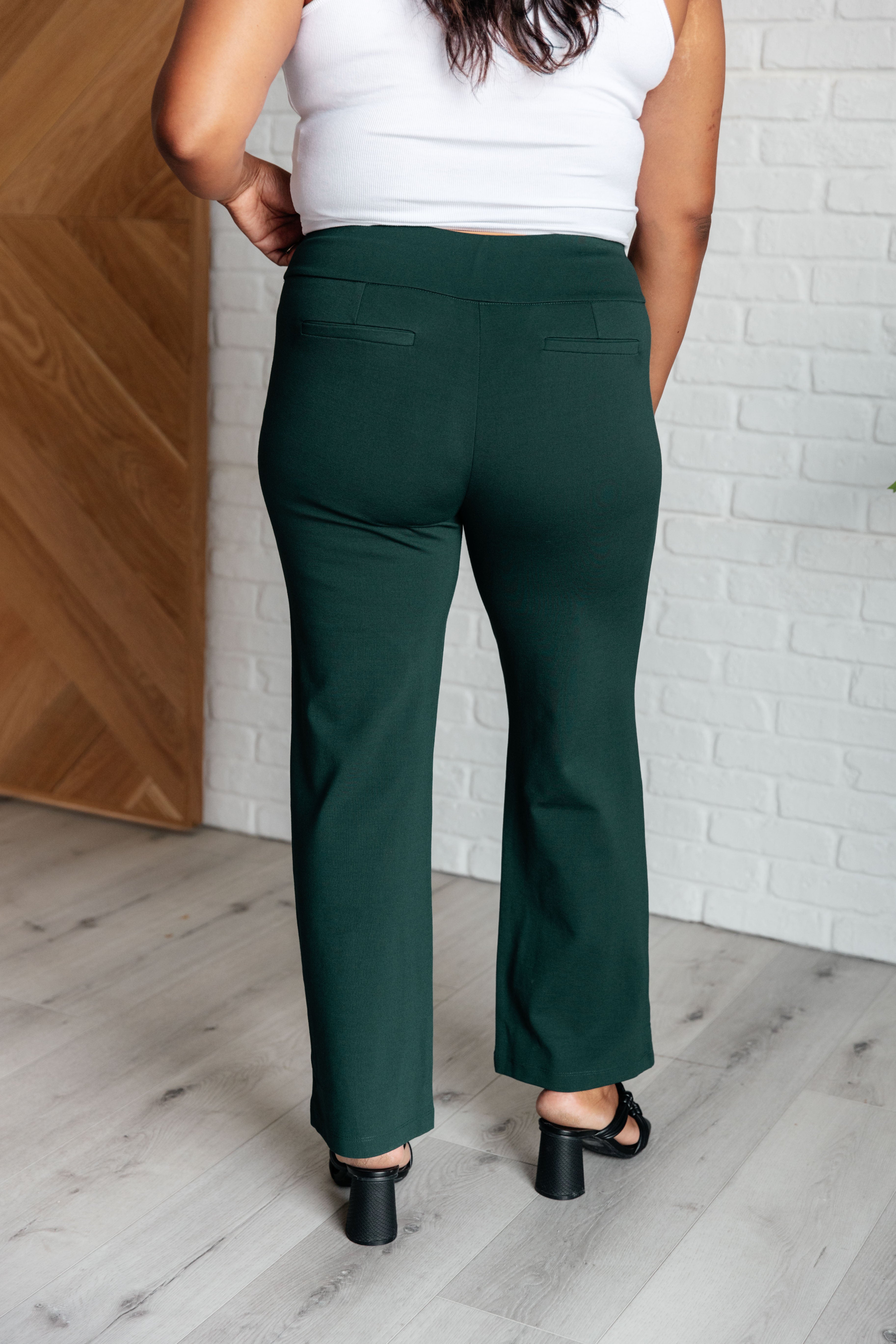Magic Straight Pants in Hunter Green - Charming Charlie