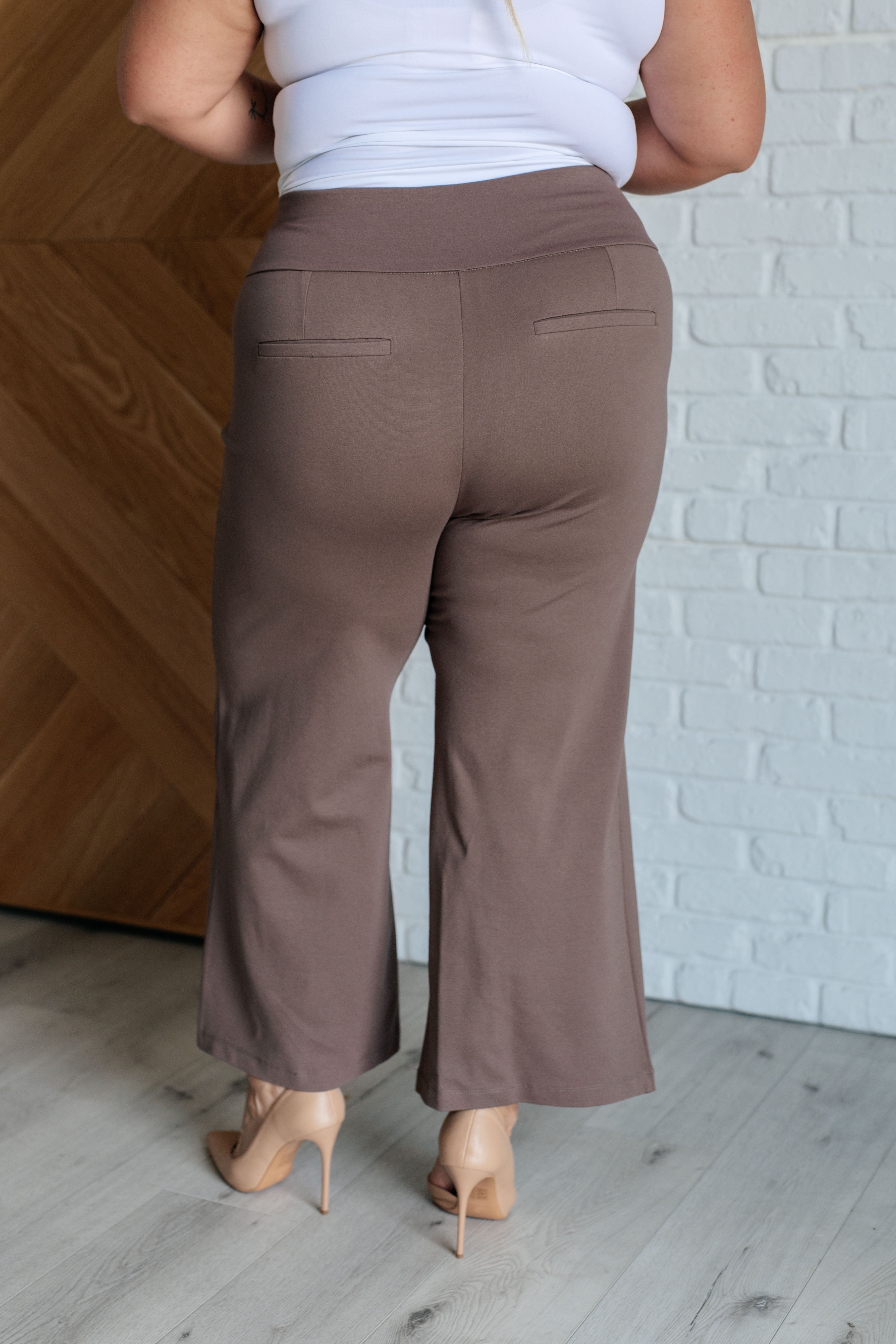 Magic Wide Leg Crop Pants in Dark Mocha - Charming Charlie