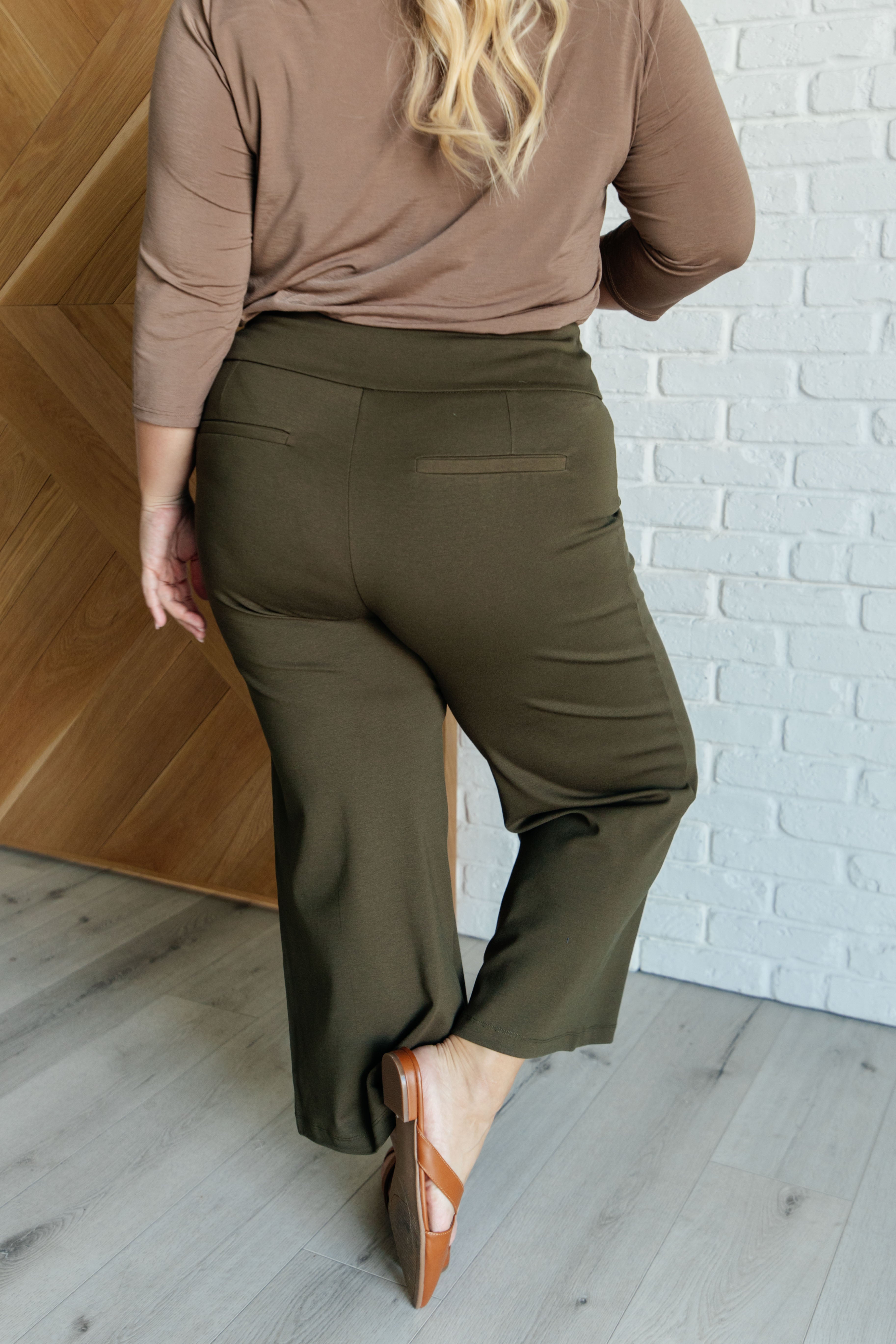 Magic Wide Leg Crop Pants in Olive - Charming Charlie