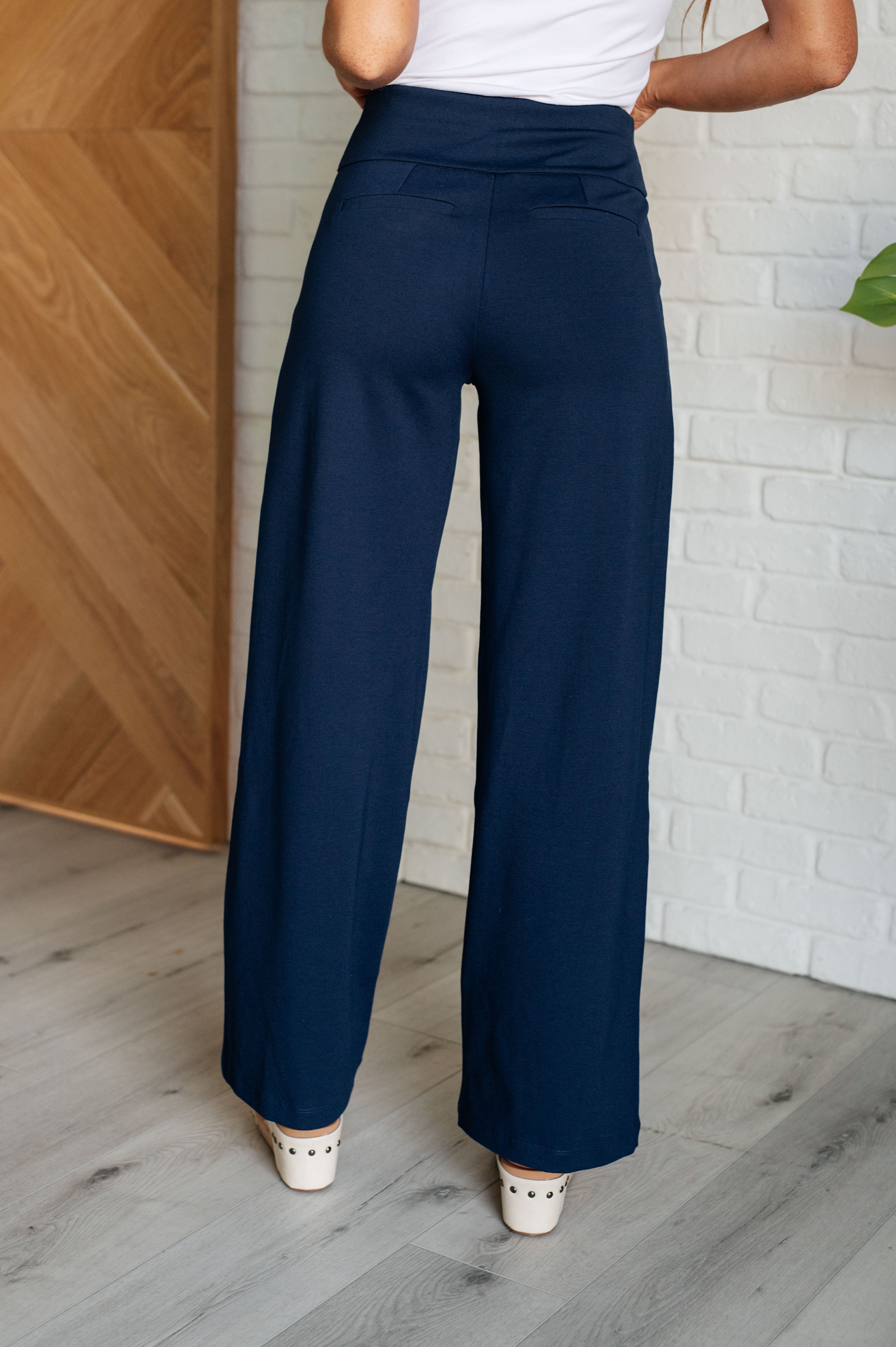 Magic Wide Leg Pants in Navy - Charming Charlie