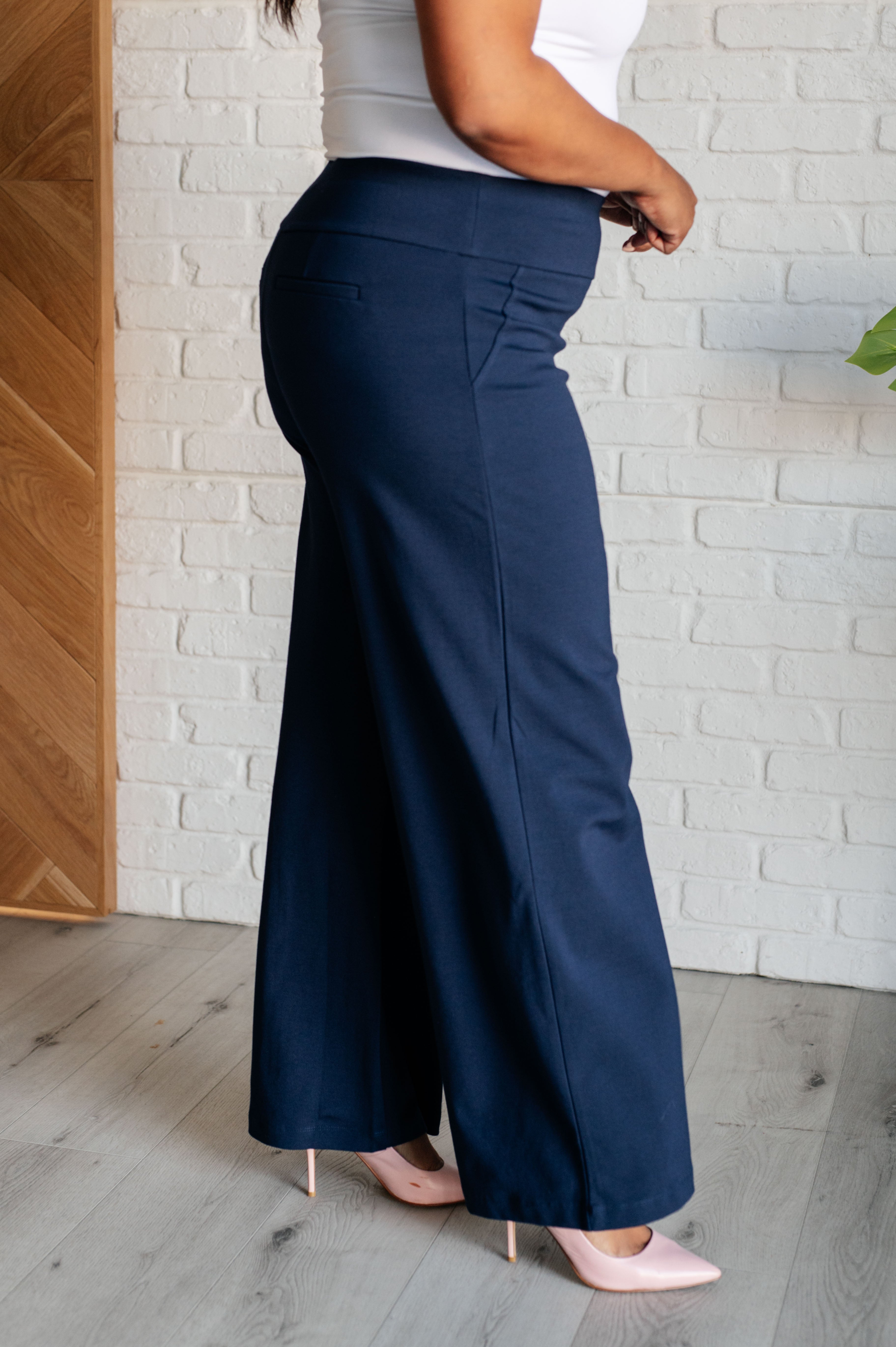 Magic Wide Leg Pants in Navy - Charming Charlie