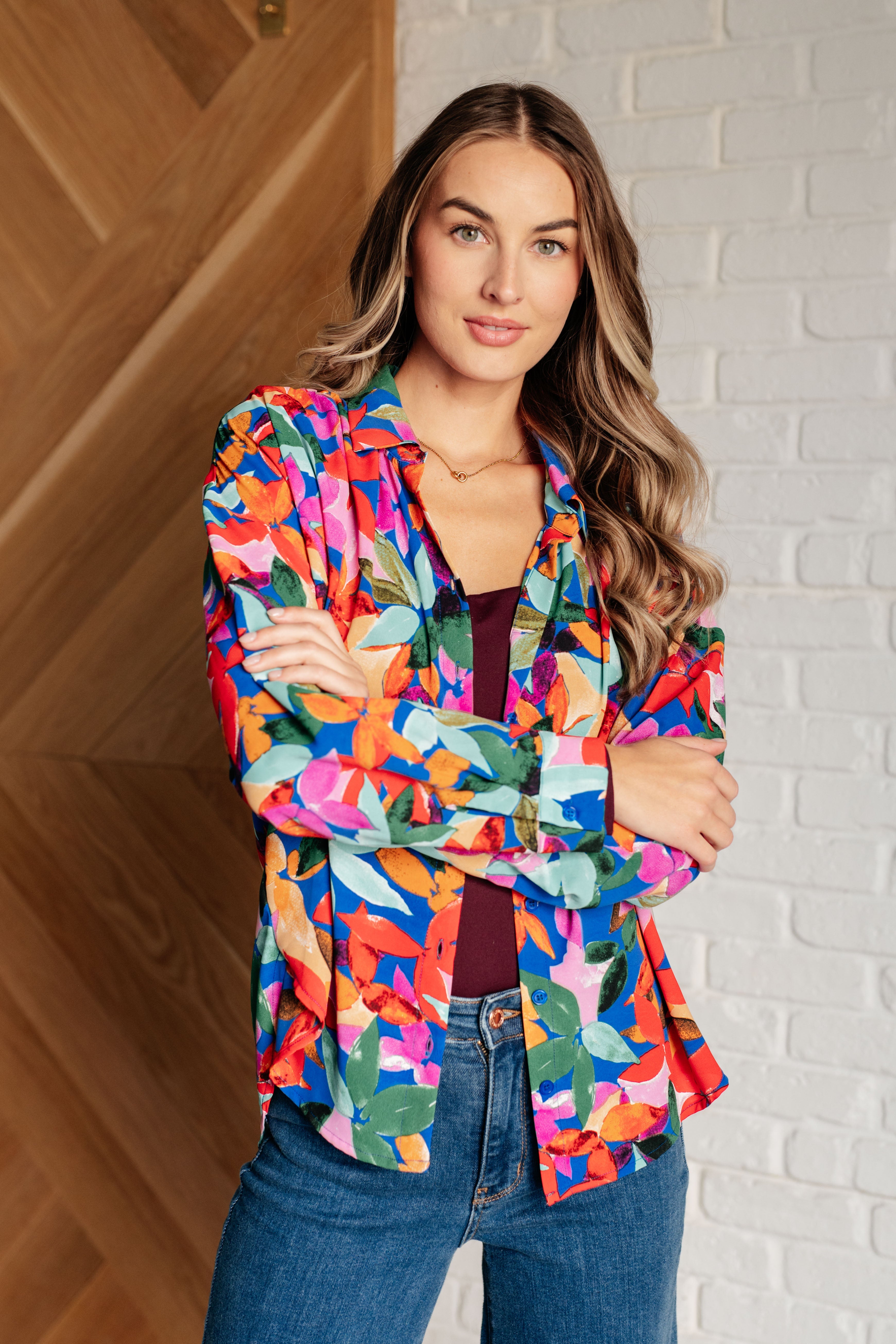Make Like a Tree and Leaf Button Up Blouse - Charming Charlie