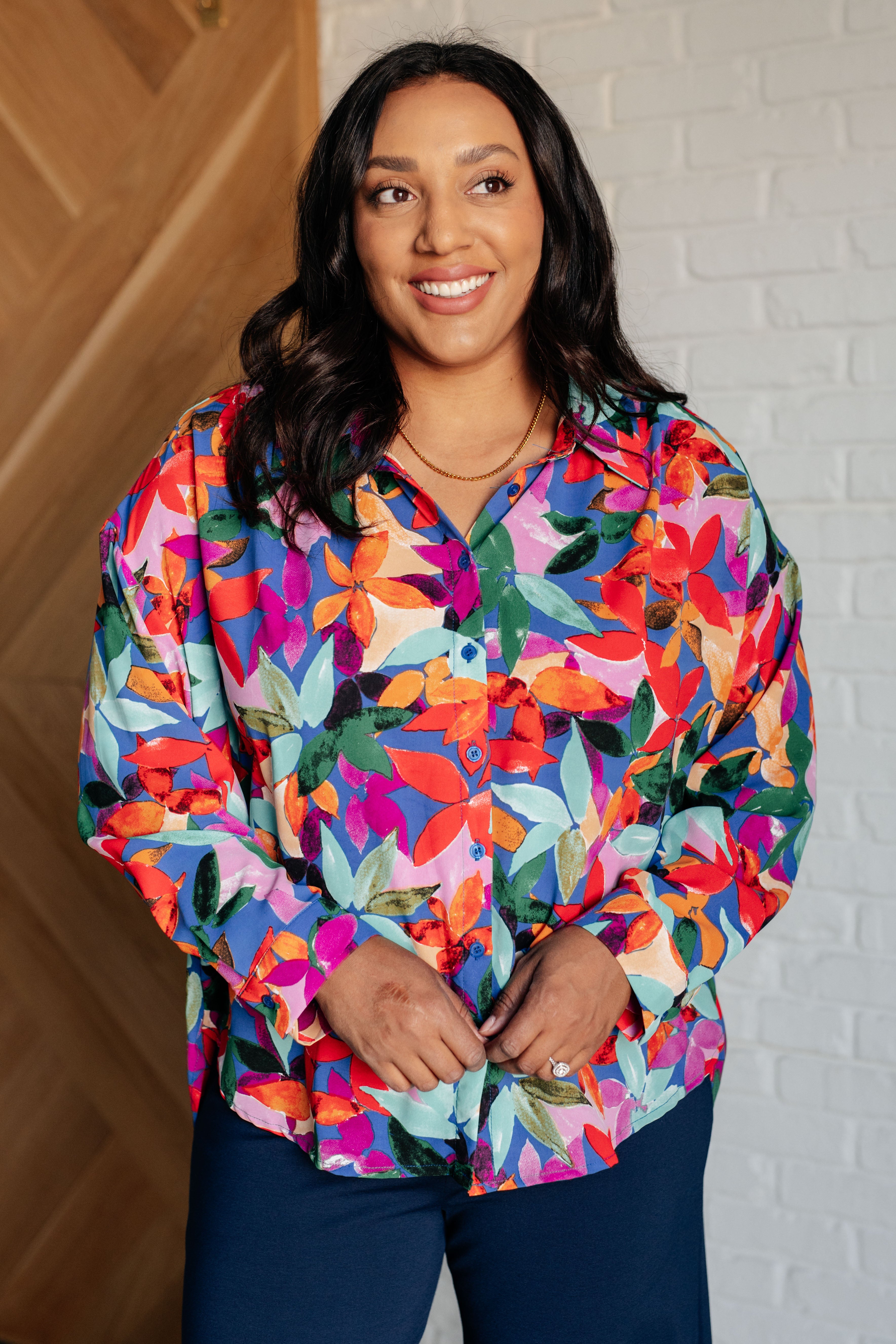 Make Like a Tree and Leaf Button Up Blouse - Charming Charlie