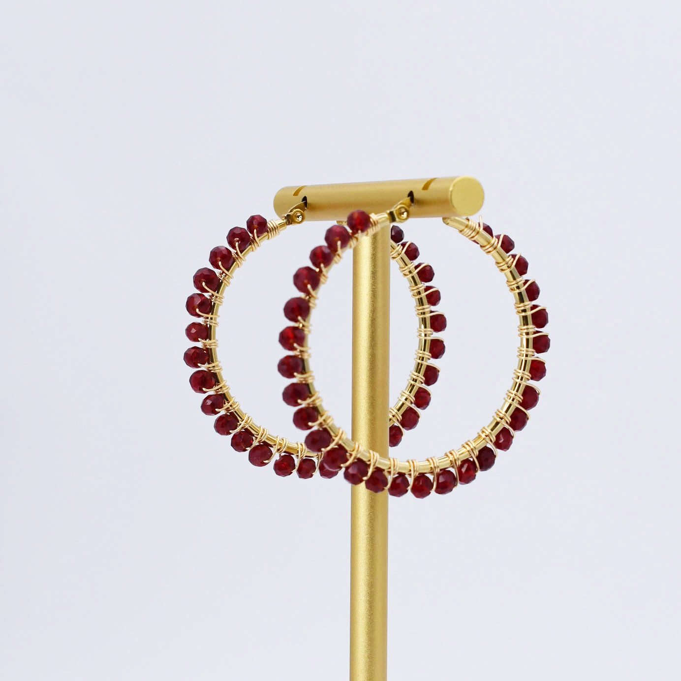 Colorful crystal statement hoop earrings with multicolor beads and sparkling stones, waterproof earrings, tarnish free jewelry, hypoallergenic earrings for sensitive skin, 24k gold dainty earrings, handcrafted gemstone earrings, gold hoop earrings, boutique wholesale earrings, trendy gold jewelry, high quality jewelry gifts