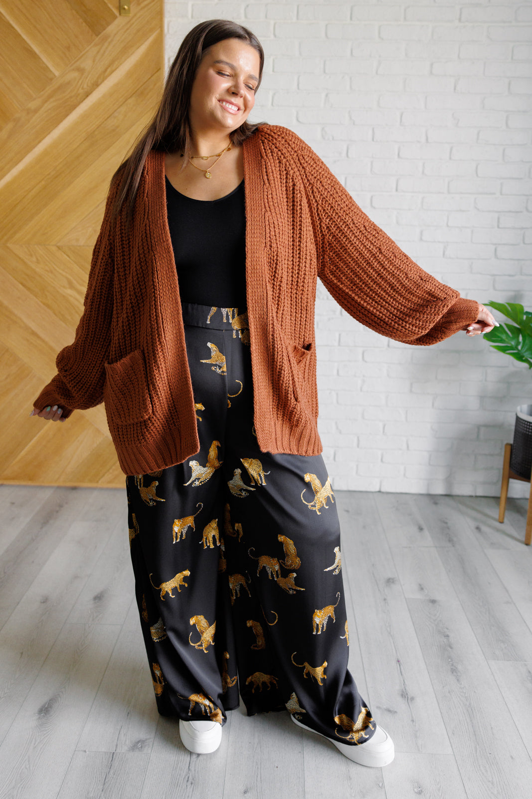 Maybe Monday Cardigan in Chestnut - Charming Charlie