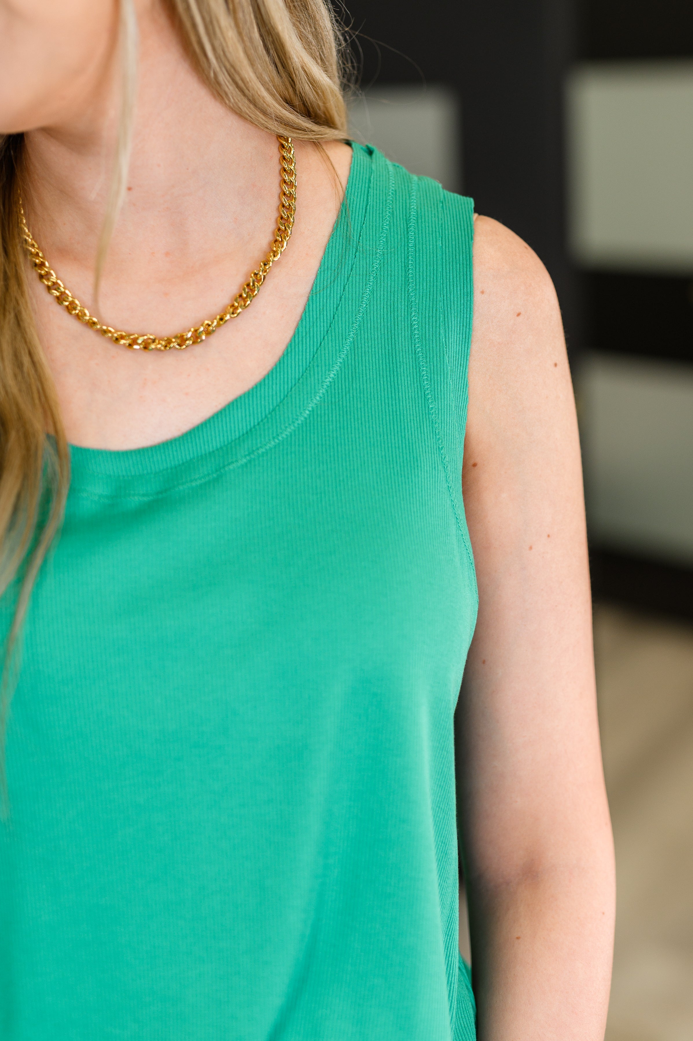 Mellow Muse Relaxed Knit Tank in Emerald - Charming Charlie