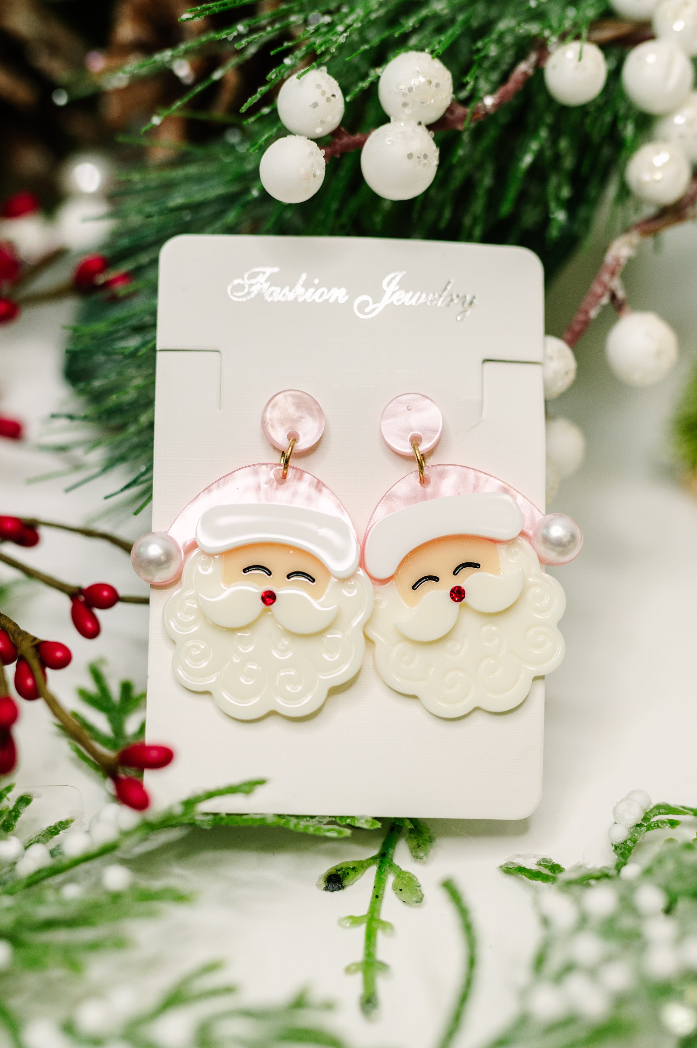 Merry in Pink Santa Dangle Earrings - Charming Charlie