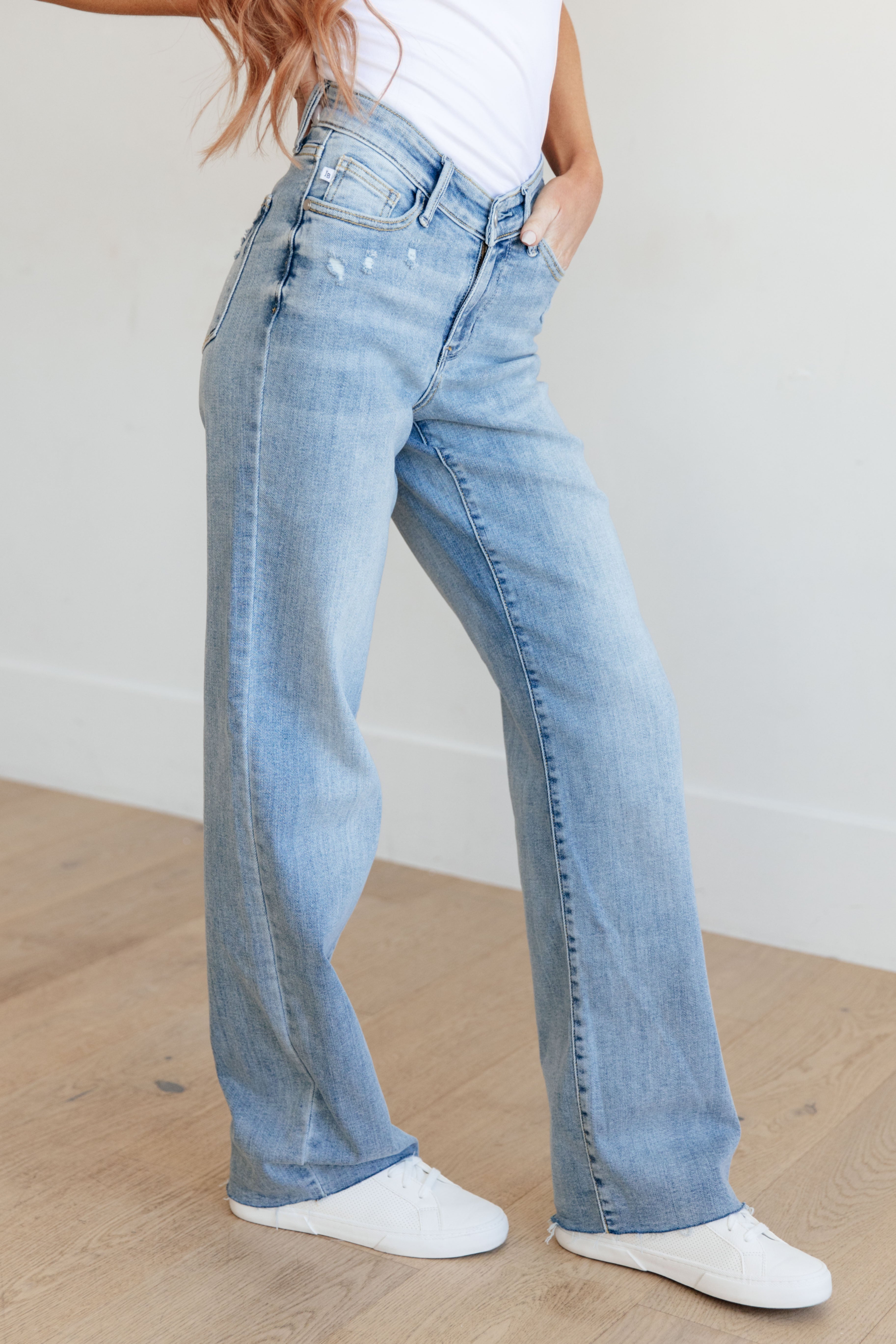 Mildred High Rise V Front Waistband Straight Jeans - Charming Charlie