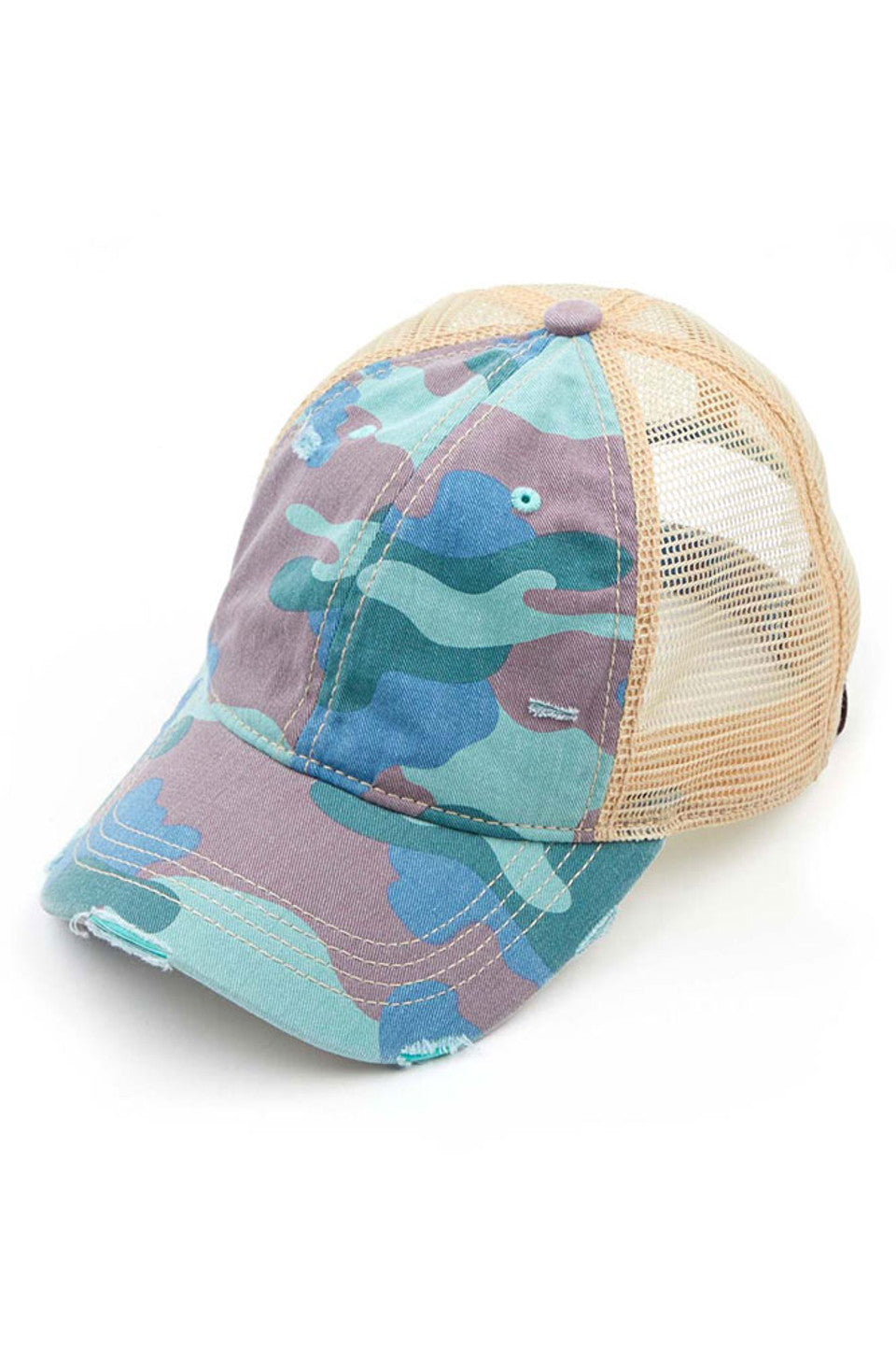 Mint C.C CAMOUFLAGE VINTAGE STYLE PONYCAP is perfect for anyone looking for a stylish and functional hat. Its camouflage design adds a unique touch to any outfit, while its vintage-style pony cap shape provides both style and functionality. Made with high-quality materials, this hat is sure to be a long-lasting accessory for any outdoor adventure.