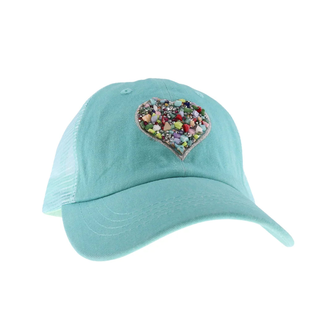 Mint l C.C Heart Stone Embellishment Baseball Cap is perfect for adding a touch of sparkle to your outfit. With a heart-shaped stone embellishment, this cap adds a unique and stylish touch to any look. Stay on trend and protected from the sun with this must-have accessory.