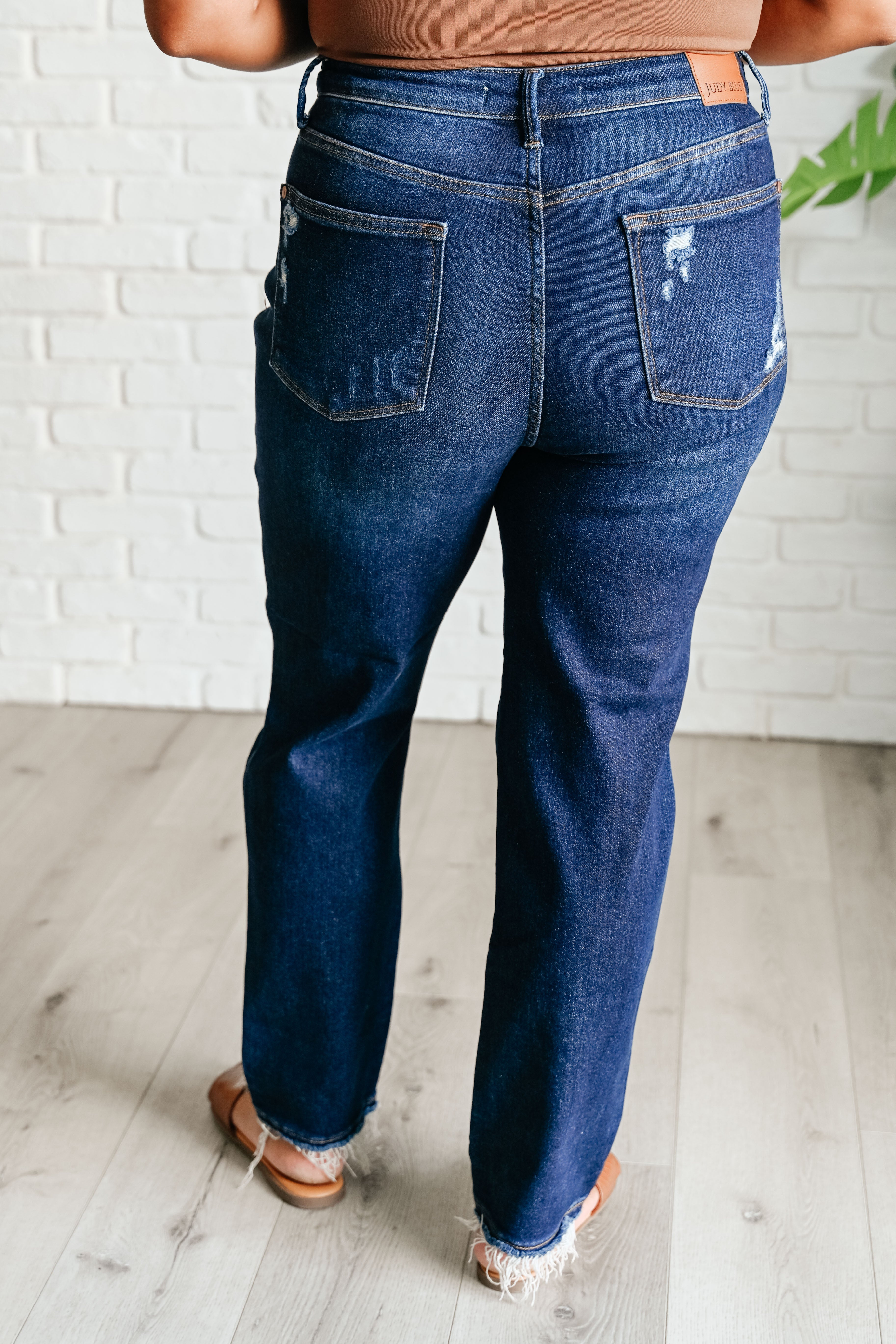 Montana High Rise Rigid Magic Distressed Straight Jeans - Charming Charlie
