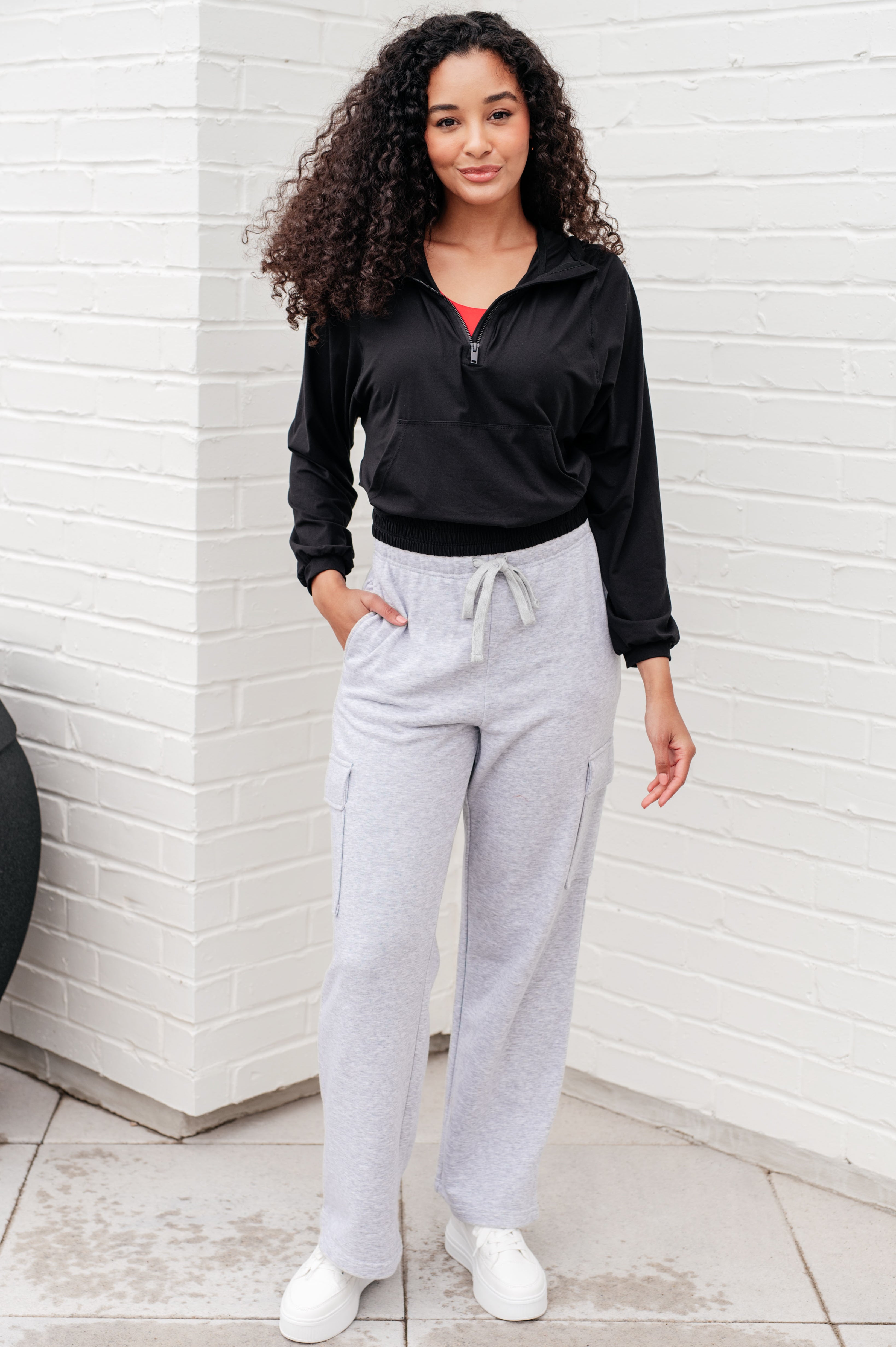 Morning Run Half Zip Hoodie in Black - Charming Charlie