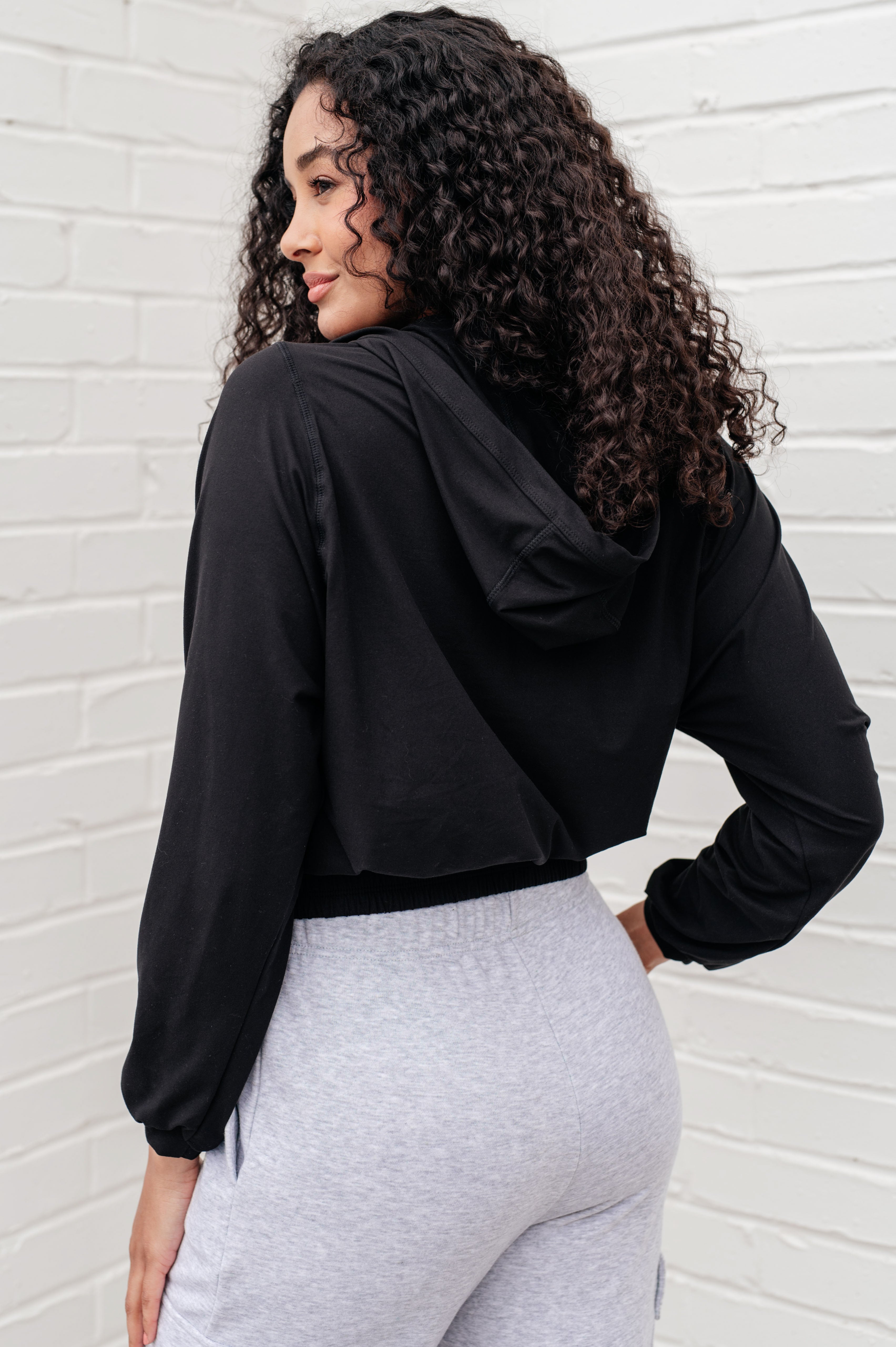 Morning Run Half Zip Hoodie in Black - Charming Charlie