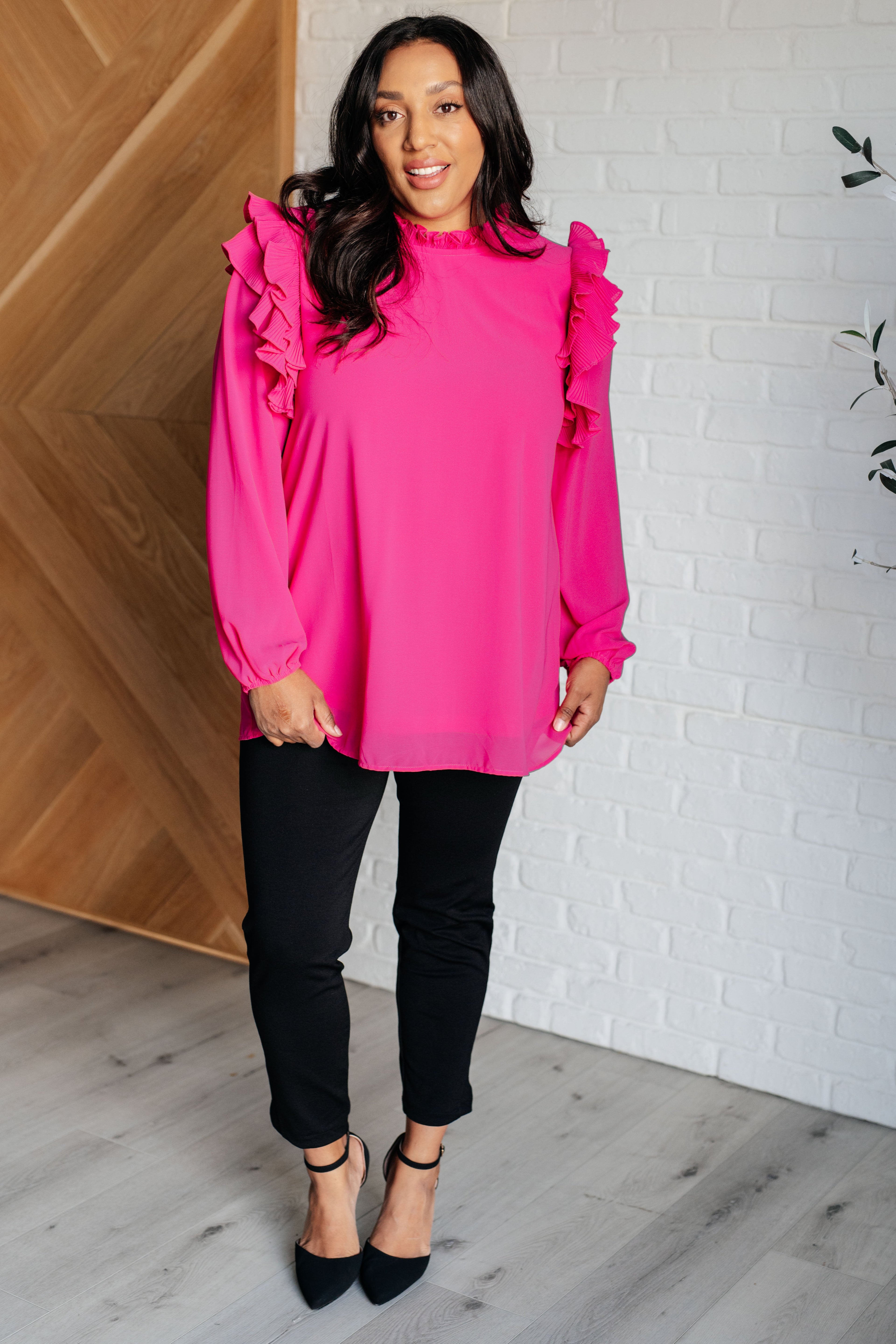 My Good Graces Ruffled Top - Charming Charlie