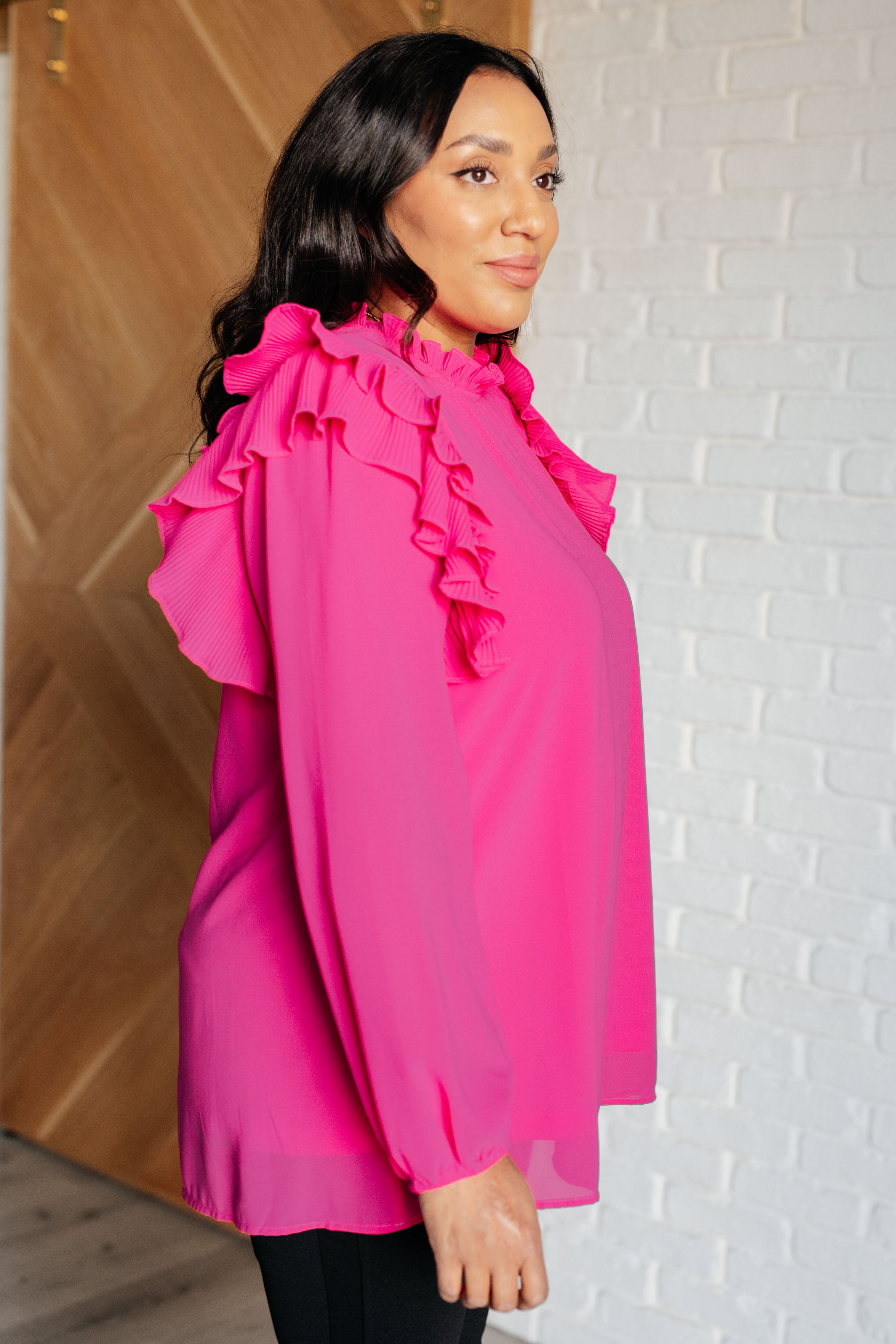 My Good Graces Ruffled Top - Charming Charlie