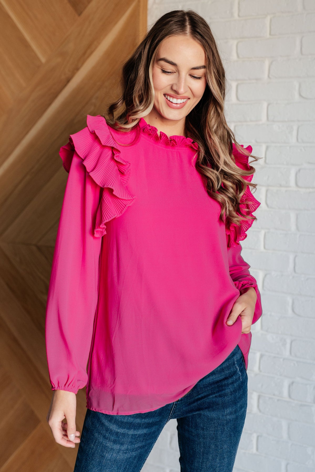 My Good Graces Ruffled Top - Charming Charlie