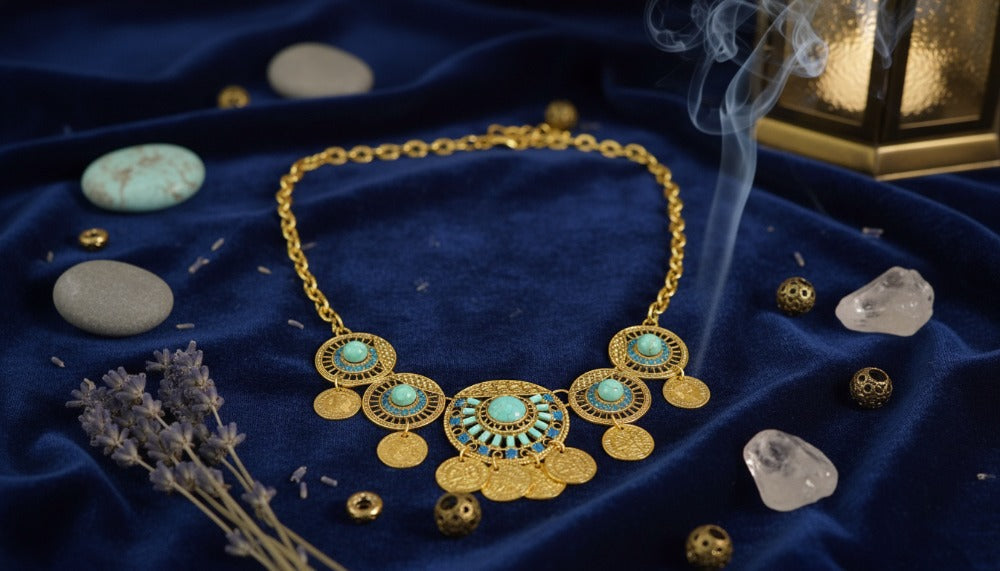 Gold and Turquoise Statement Necklace - Charming Charlie