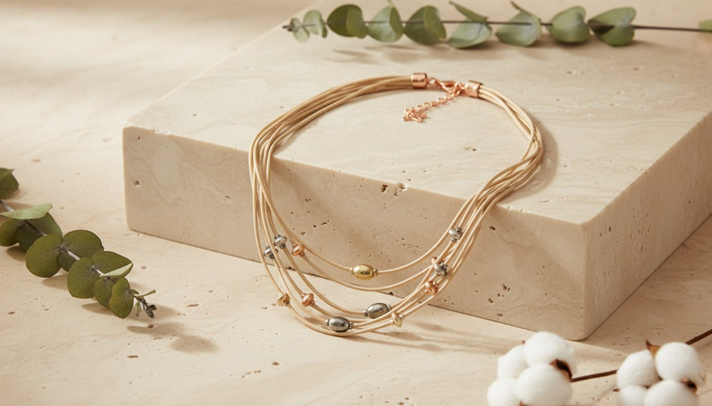 Multi-Strand Necklace with Metallic Beads - Charming Charlie
