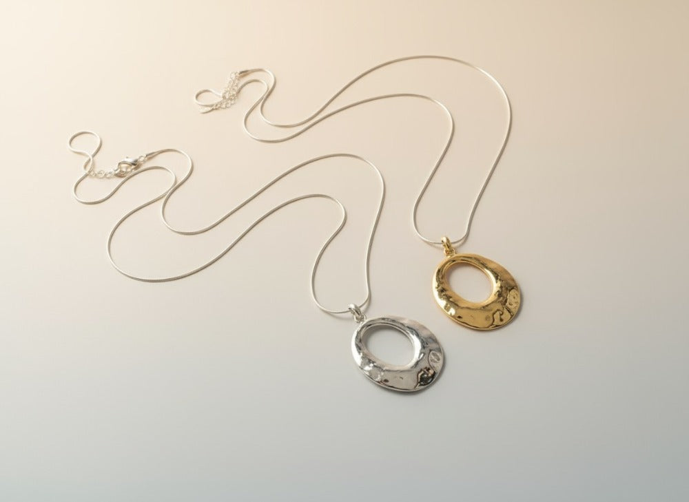 Dual Tone Sculpted Pendant Necklace - Charming Charlie