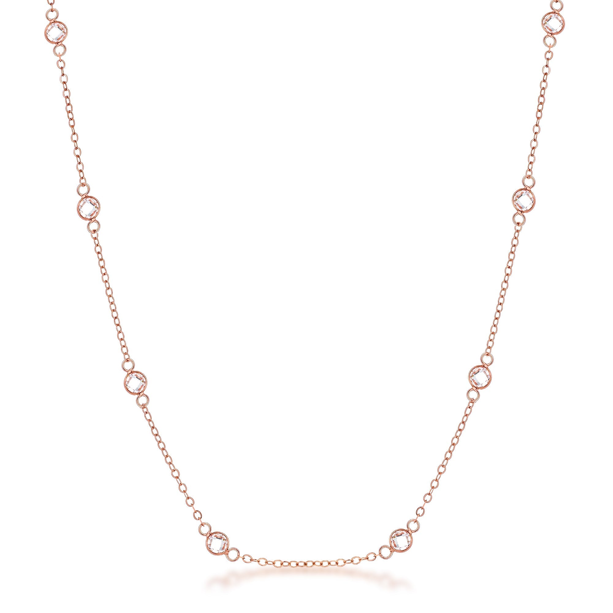 16 Rhodium Plated Clear CZ Round Bezel Saturn Necklace - Charming Charlie