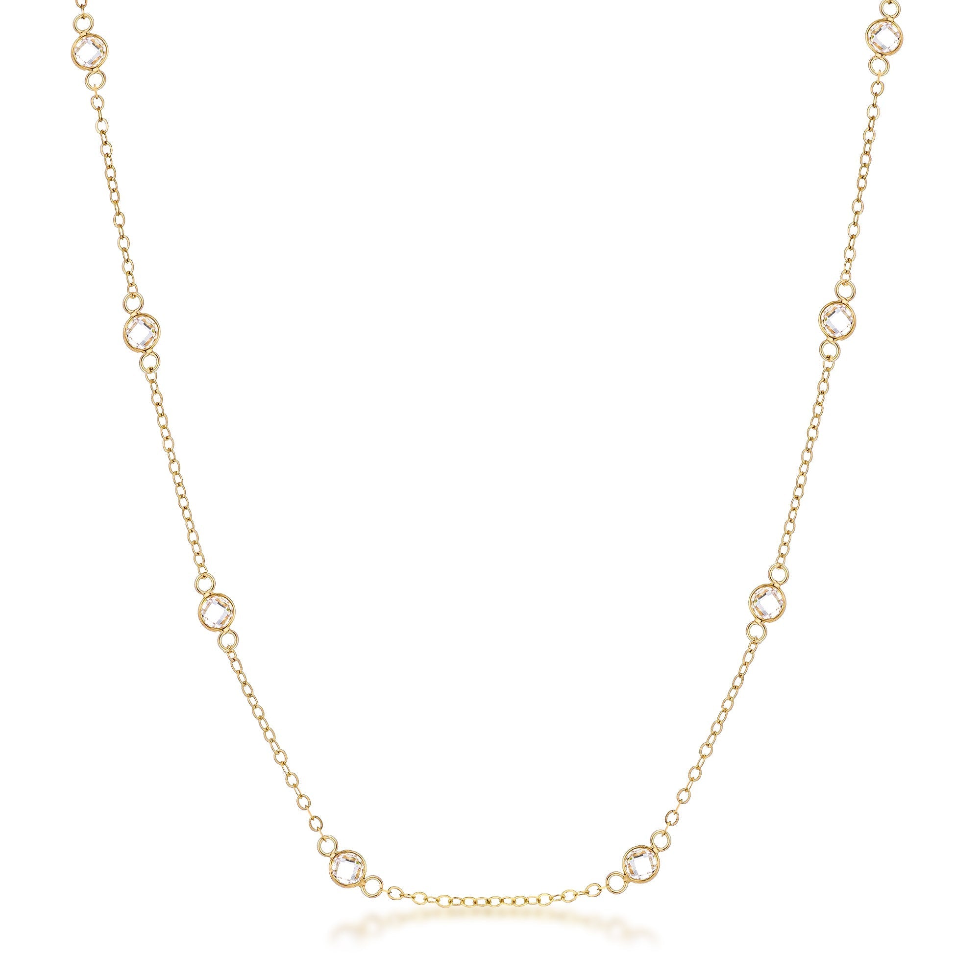16 Rose Gold Plated Clear CZ Round Bezel Saturn Necklace - Charming Charlie