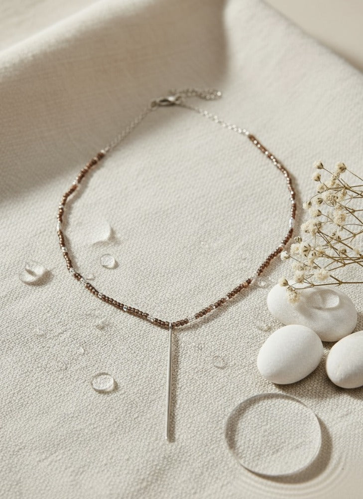 Brown Beads with Silver Accent Necklace - Charming Charlie