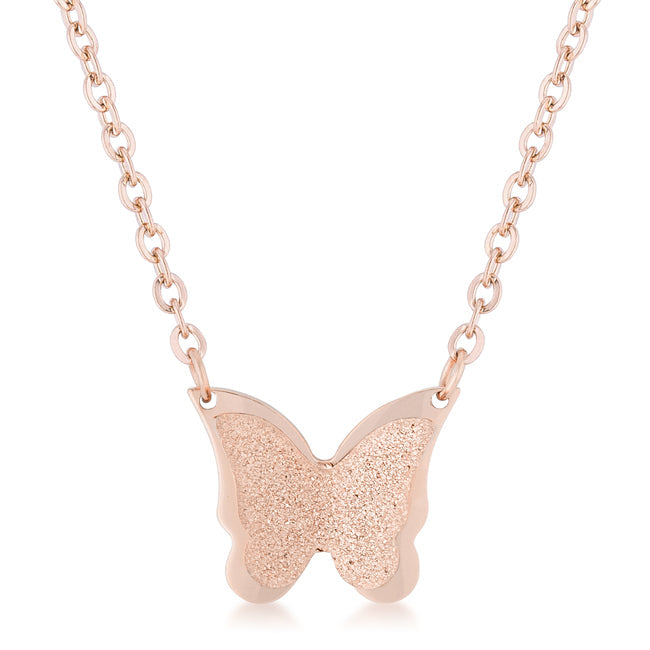 Breanne Rose Gold Stainless Steel Rose Gold Butterfly Necklace - Charming Charlie