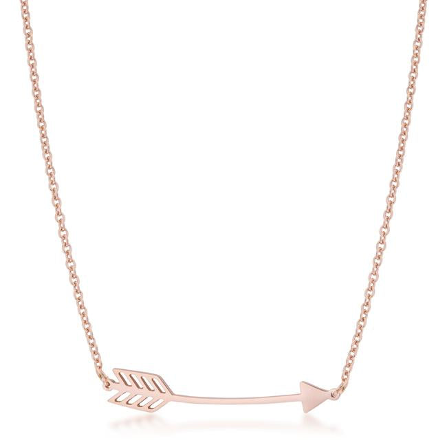 Arianna Rose Gold Stainless Steel Arrow Necklace - Charming Charlie