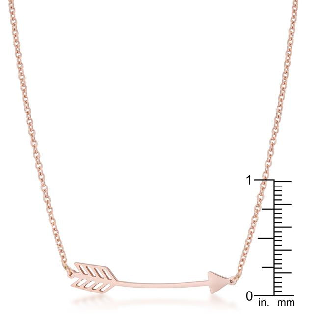 Arianna Rose Gold Stainless Steel Arrow Necklace - Charming Charlie