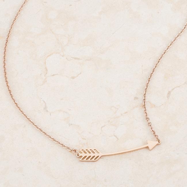 Arianna Rose Gold Stainless Steel Arrow Necklace - Charming Charlie