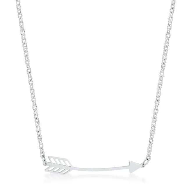 Arianna Rhodium Stainless Steel Arrow Necklace - Charming Charlie