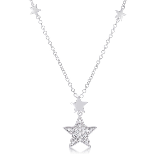 .32Ct Rhodium Star Necklace with Shimmering CZ - Charming Charlie
