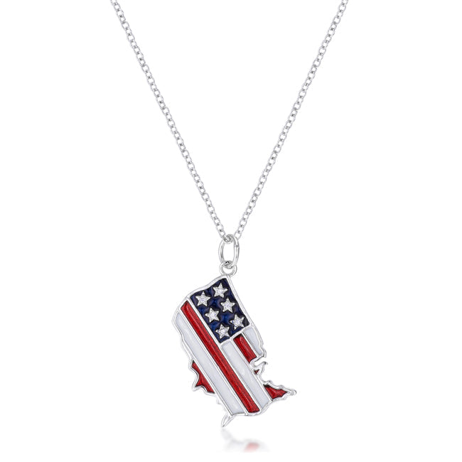 .015 Ct Patriotic U.S. Map Necklace - Charming Charlie