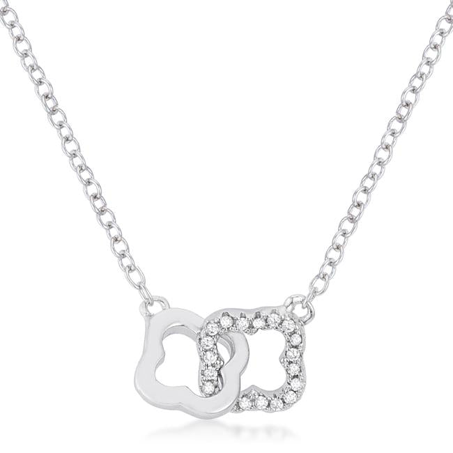 .21 Ct Rhodium Necklace with Floral Links - Charming Charlie