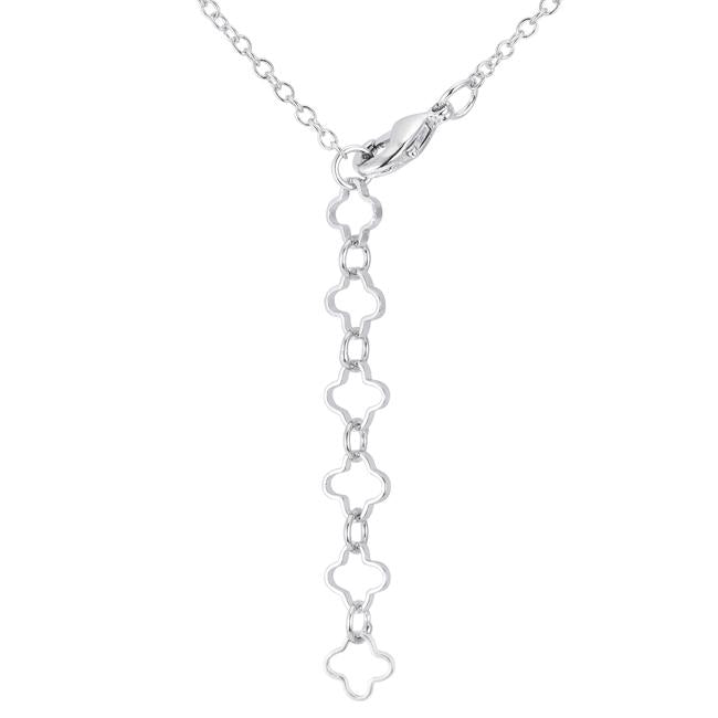 .21 Ct Rhodium Necklace with Floral Links - Charming Charlie