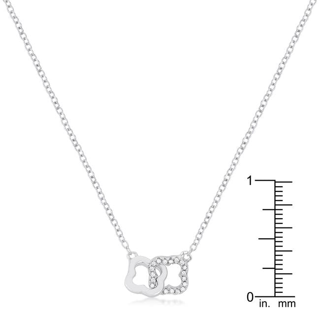.21 Ct Rhodium Necklace with Floral Links - Charming Charlie