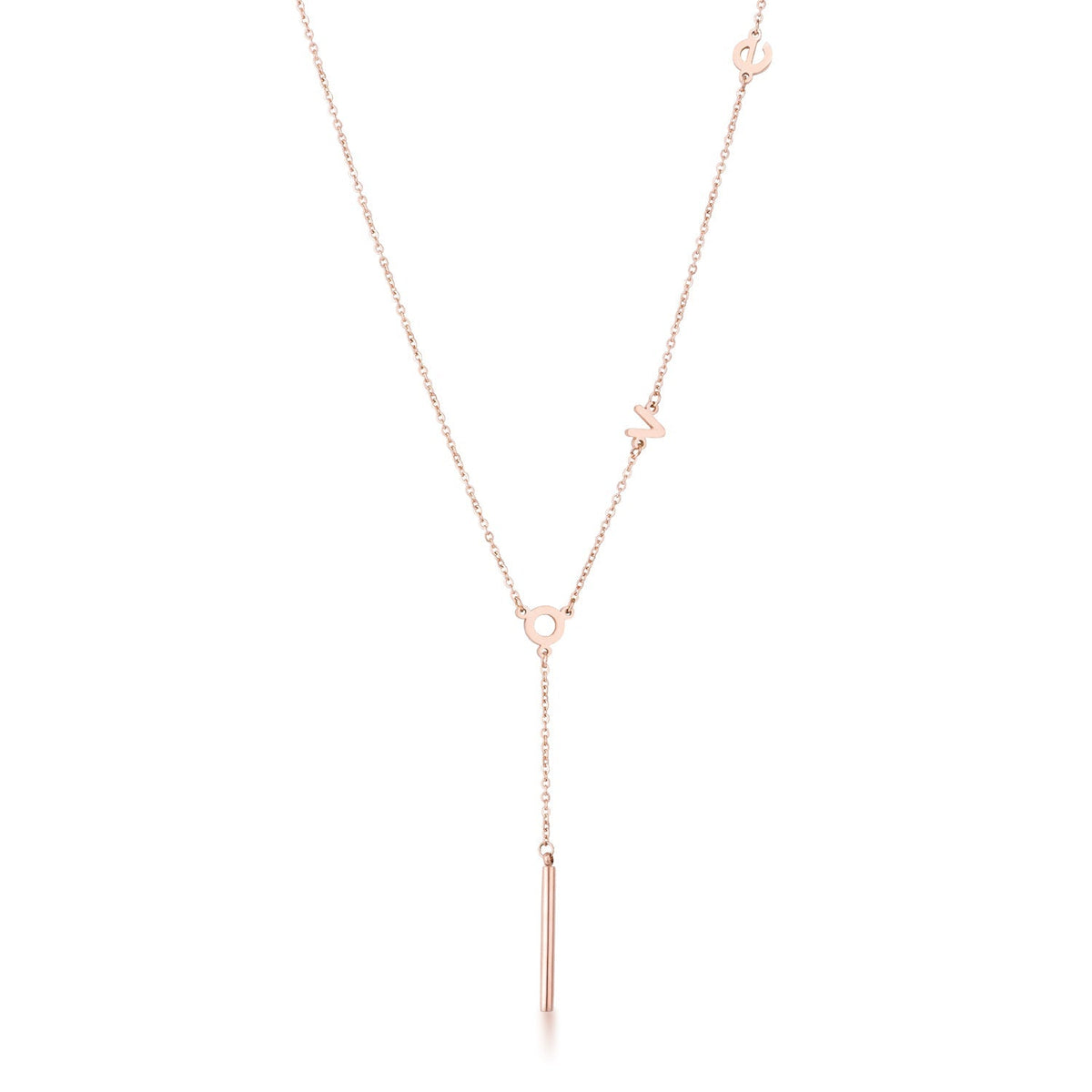 Stainless Steel Rose Goldtone LOVE Necklace - Charming Charlie