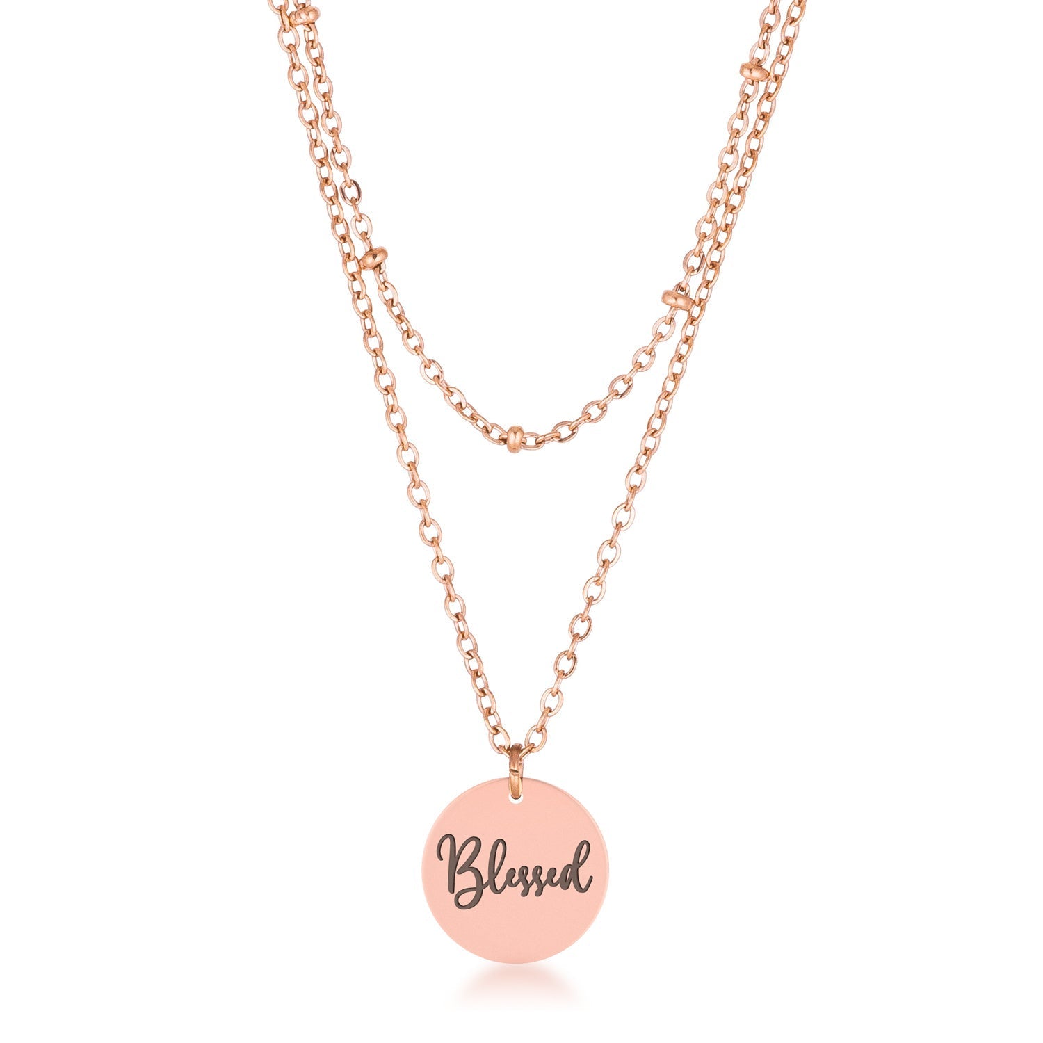 Delicate Rose Gold Plated Blessed Necklace - Charming Charlie