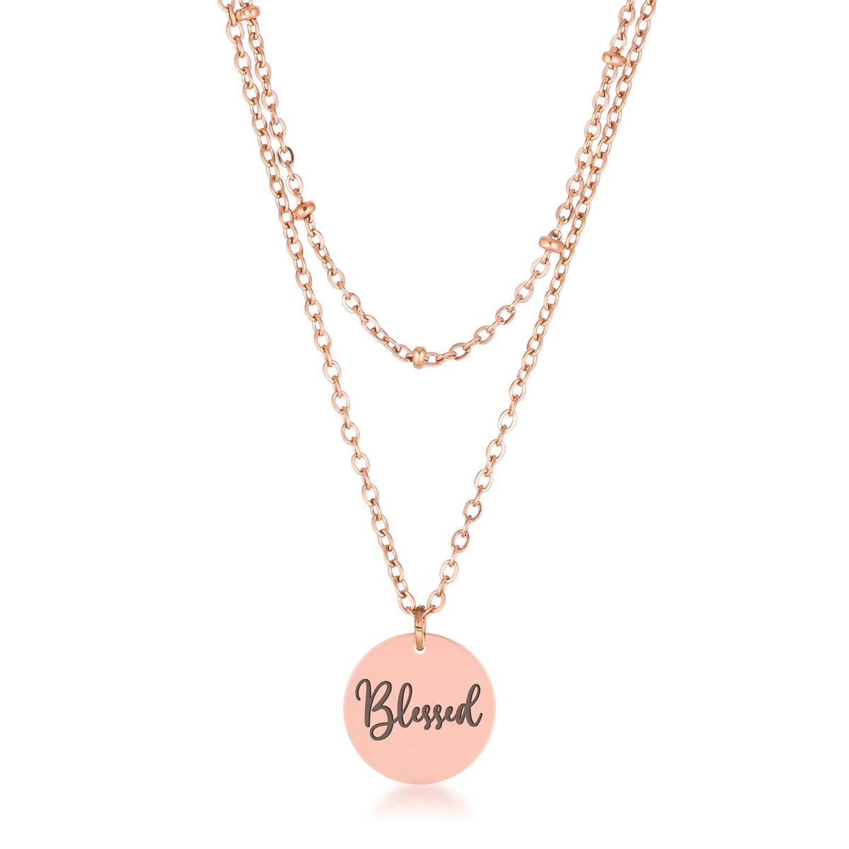 Delicate Rose Gold Plated Blessed Necklace - Charming Charlie
