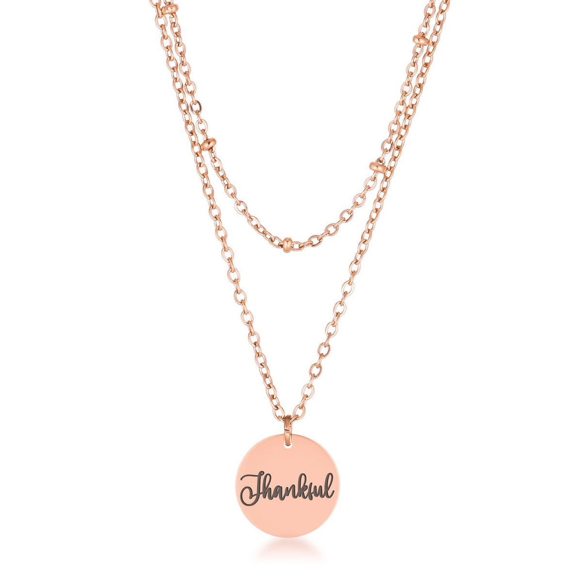 Delicate Rose Gold Plated Thankful Necklace - Charming Charlie