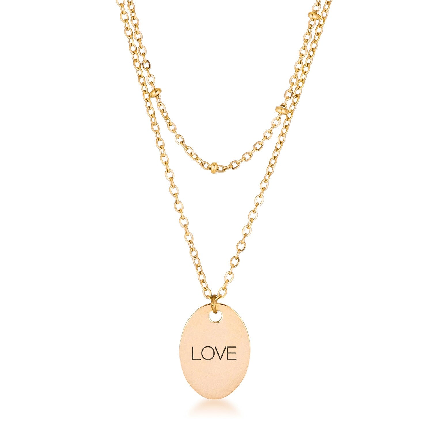18k Gold Plated Double Chain LOVE Necklace - Charming Charlie
