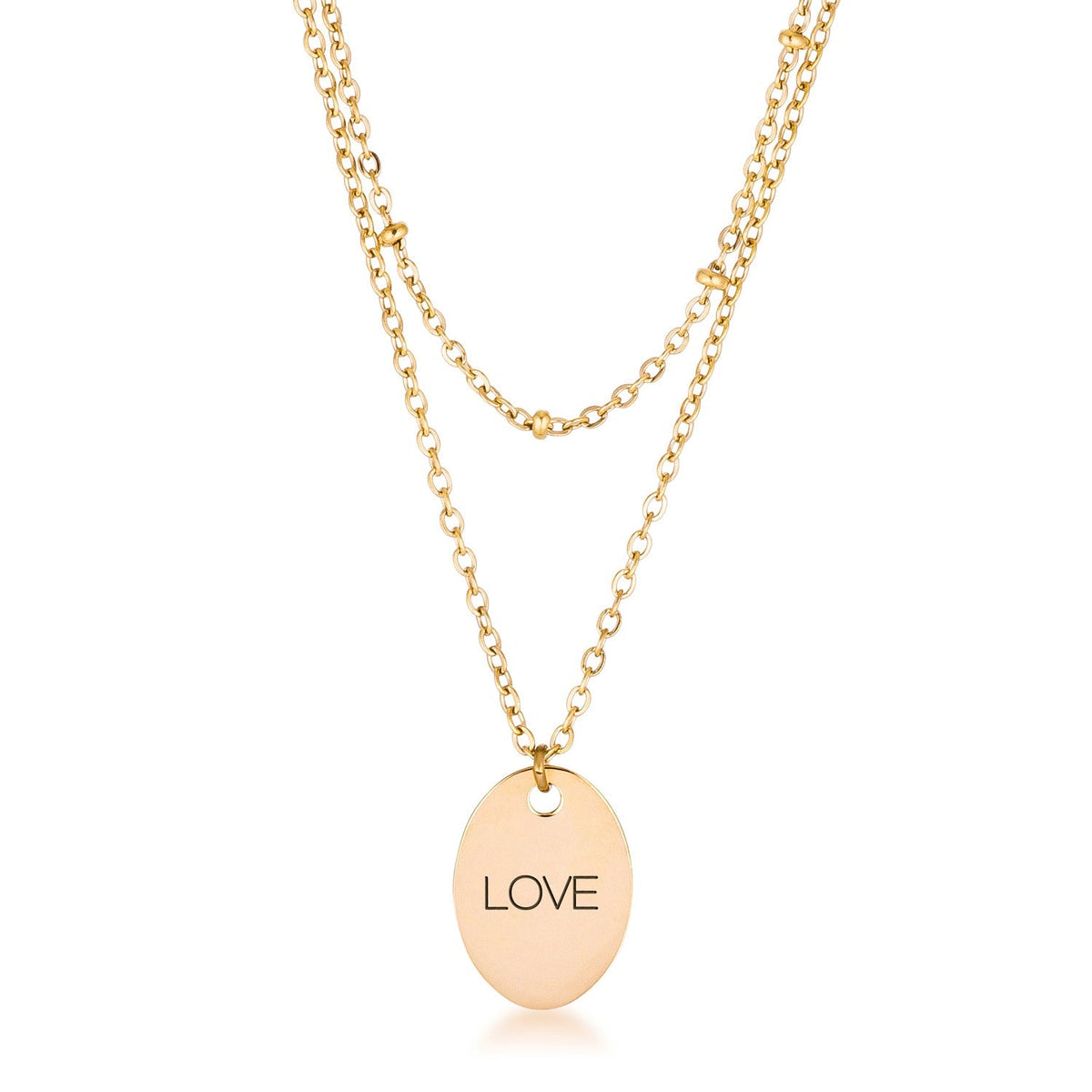 18k Gold Plated Double Chain LOVE Necklace - Charming Charlie
