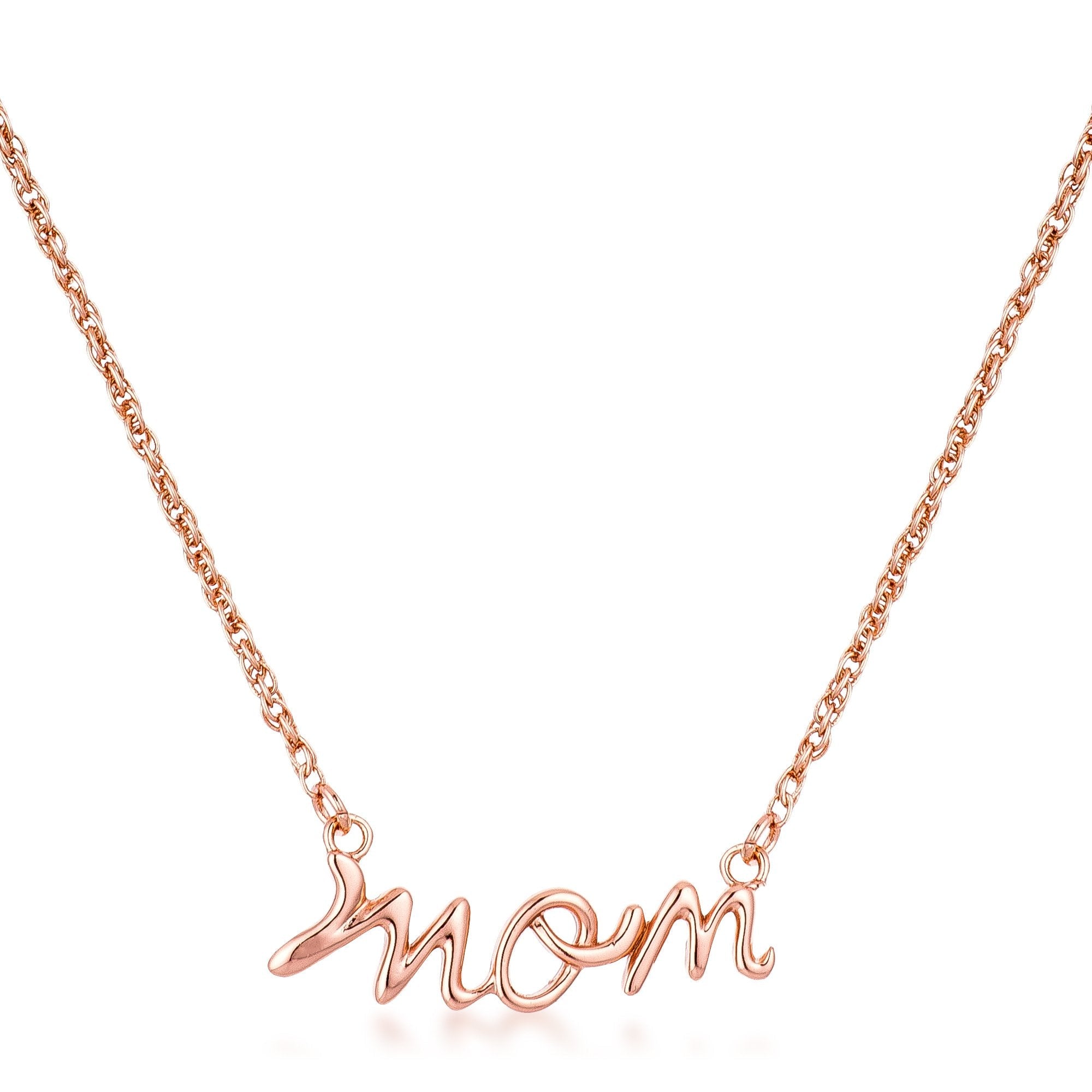 18k Rose Gold Plated Mom Script Necklace - Charming Charlie